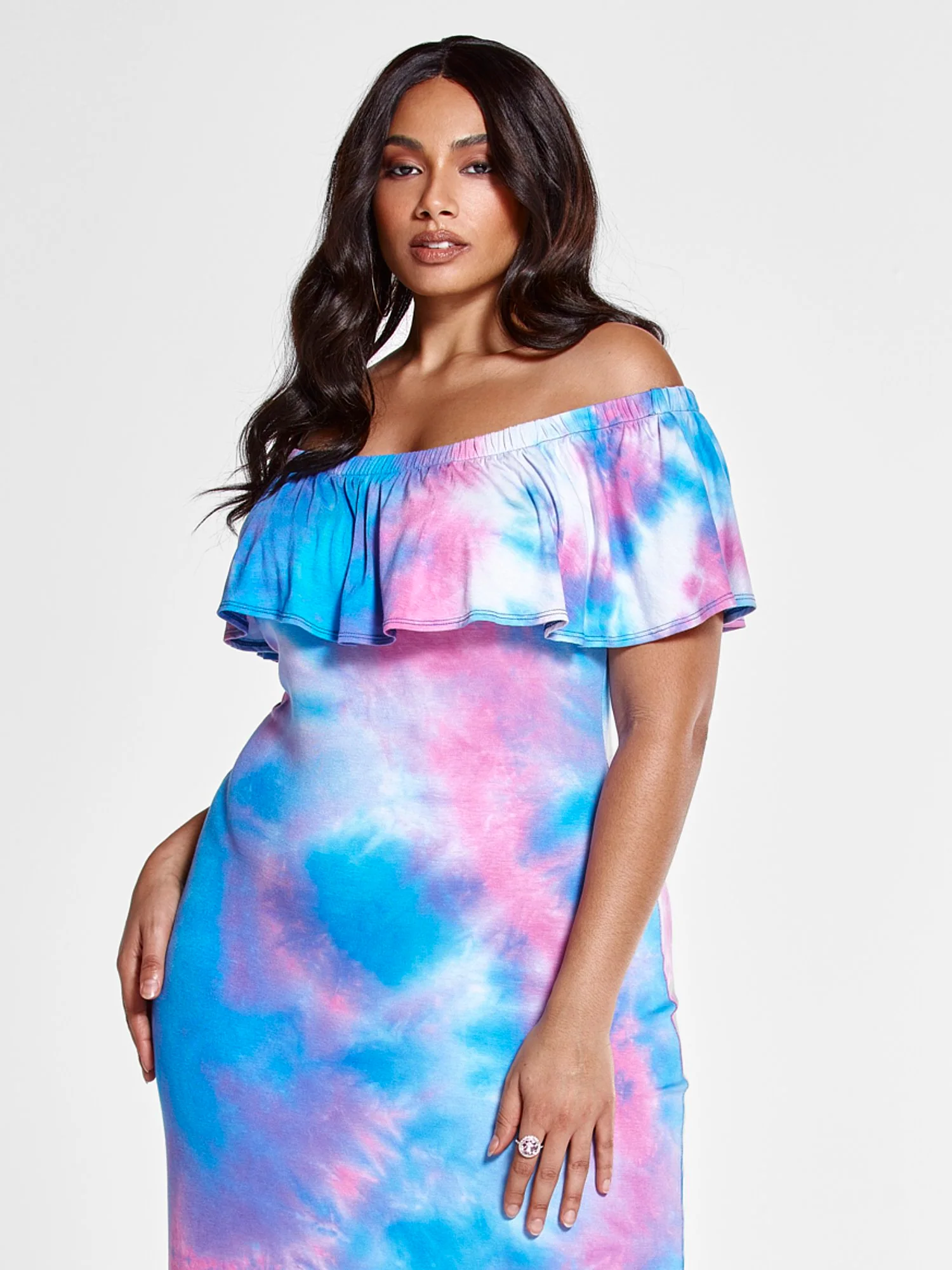 Soraya Tie Dye Off The Shoulder Maxi Dress - Image 4