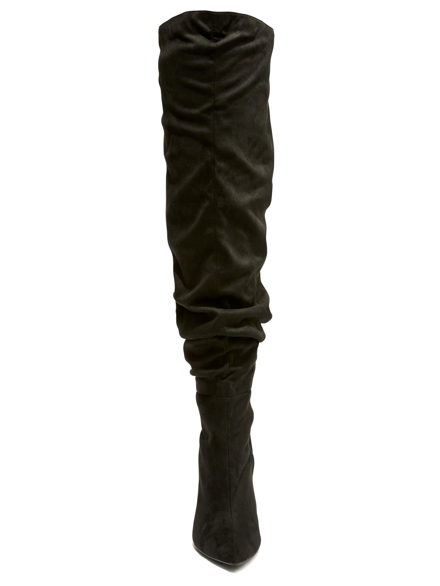 Stacked - Black Ruched Thigh High Boots - Image 2