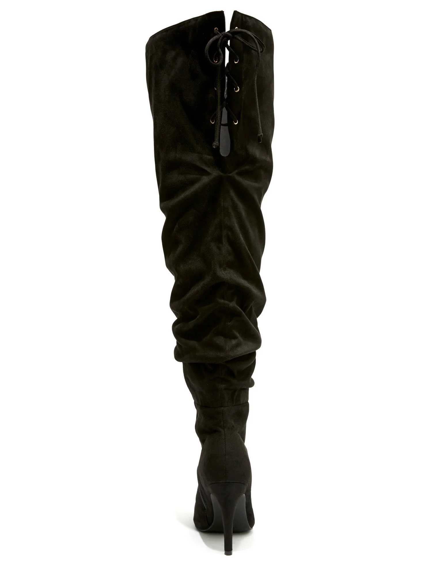 Stacked - Black Ruched Thigh High Boots - Image 4