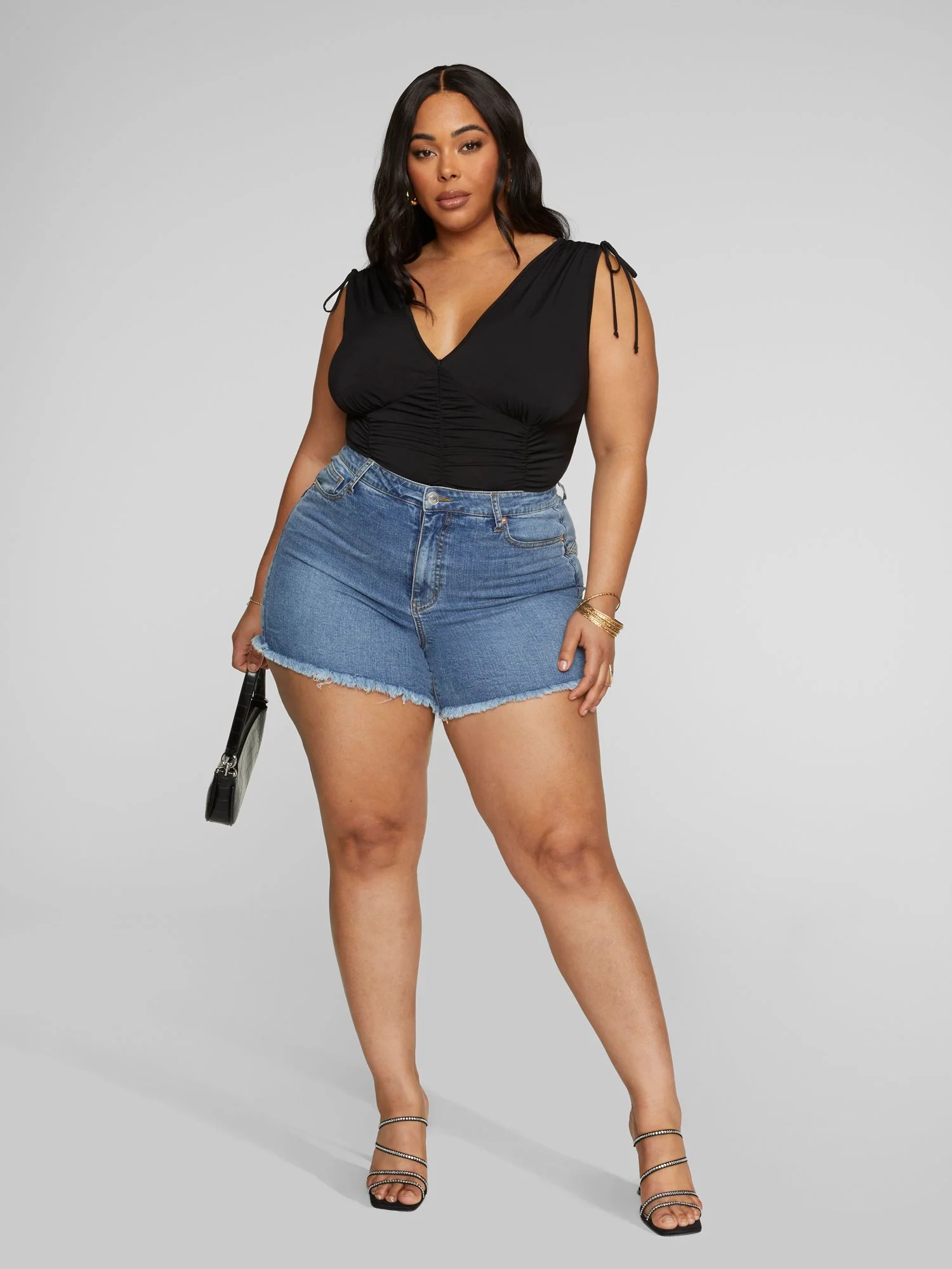Star Detail Denim Cutoff Shorts - Image 3