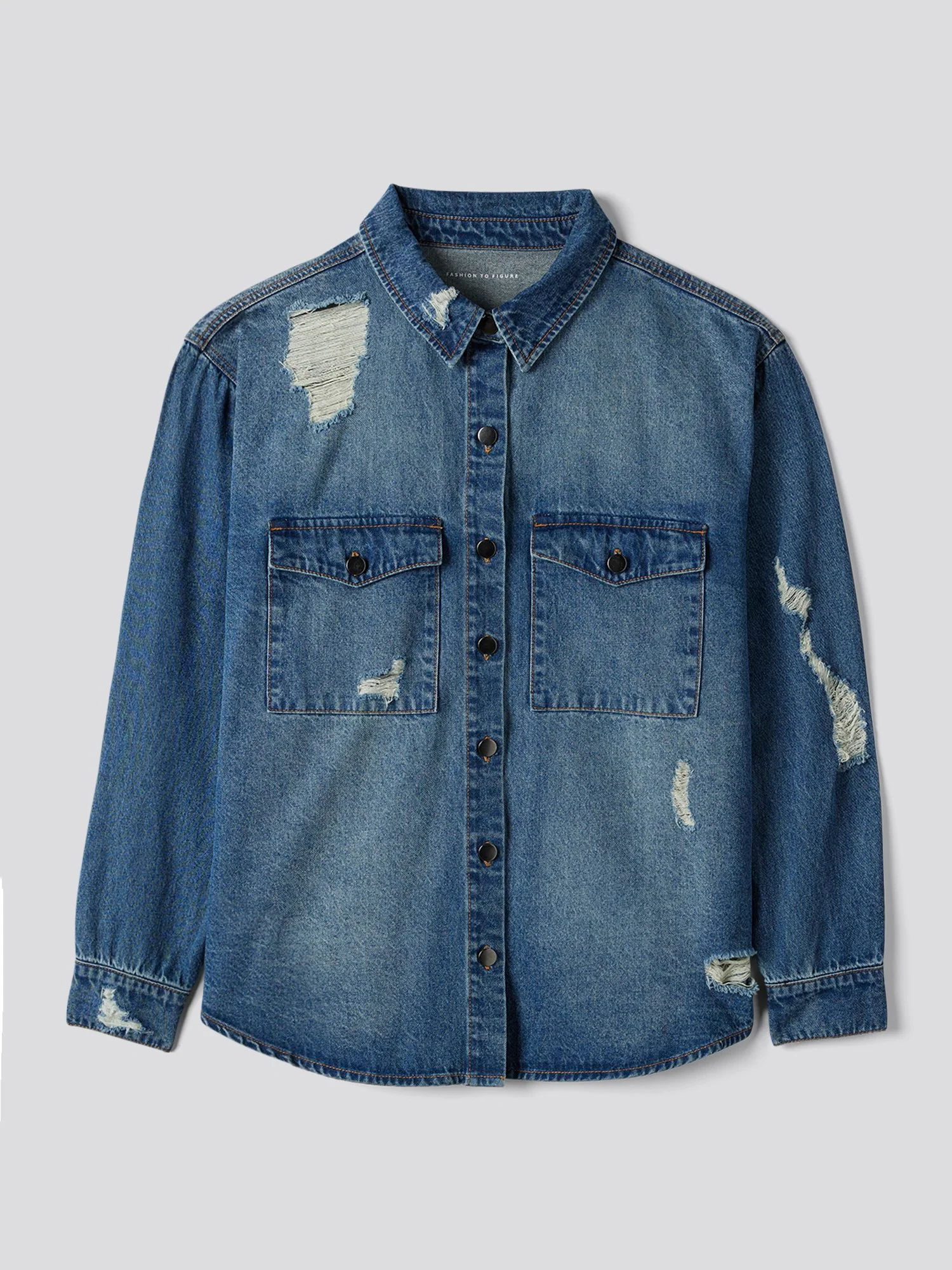 Stella Destructed Button-Down Denim Shirt - Image 8