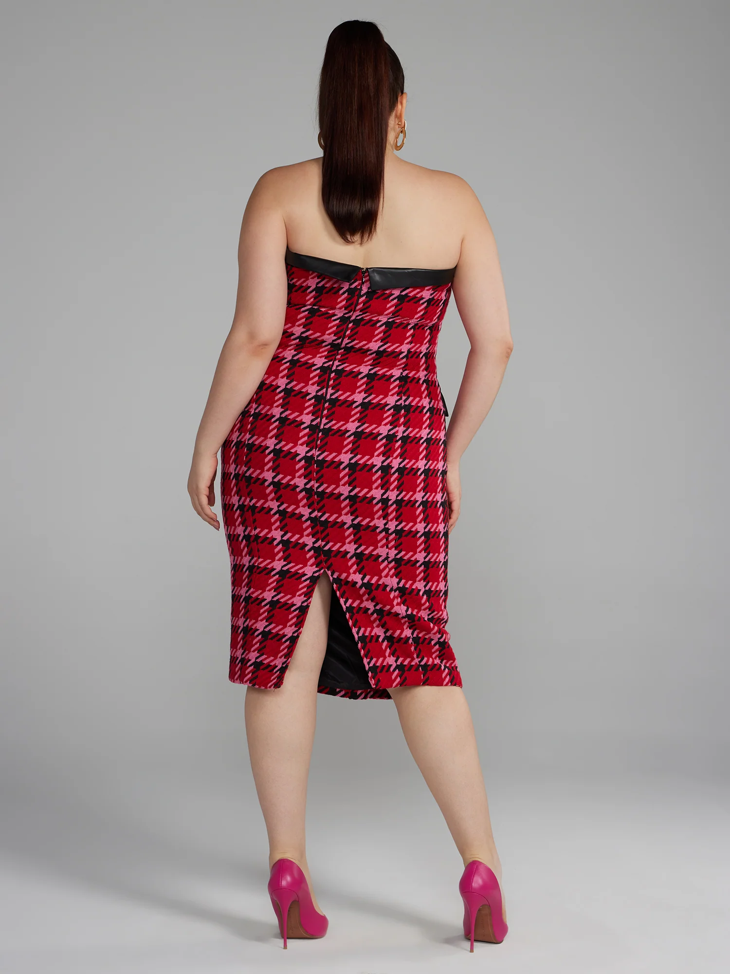 Strapless Button-Front Tweed Dress - Image 3