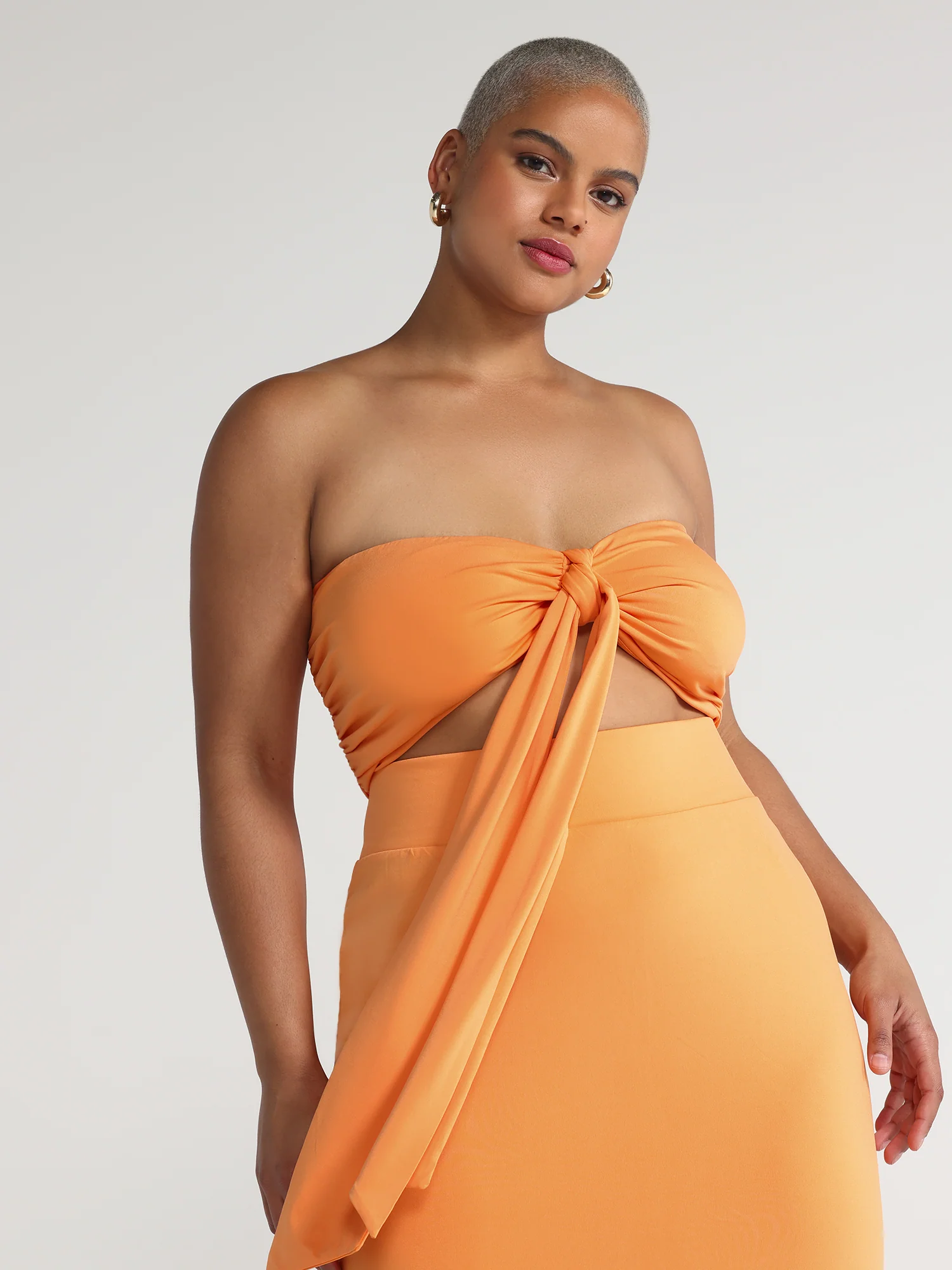 Strapless Tie Front Top