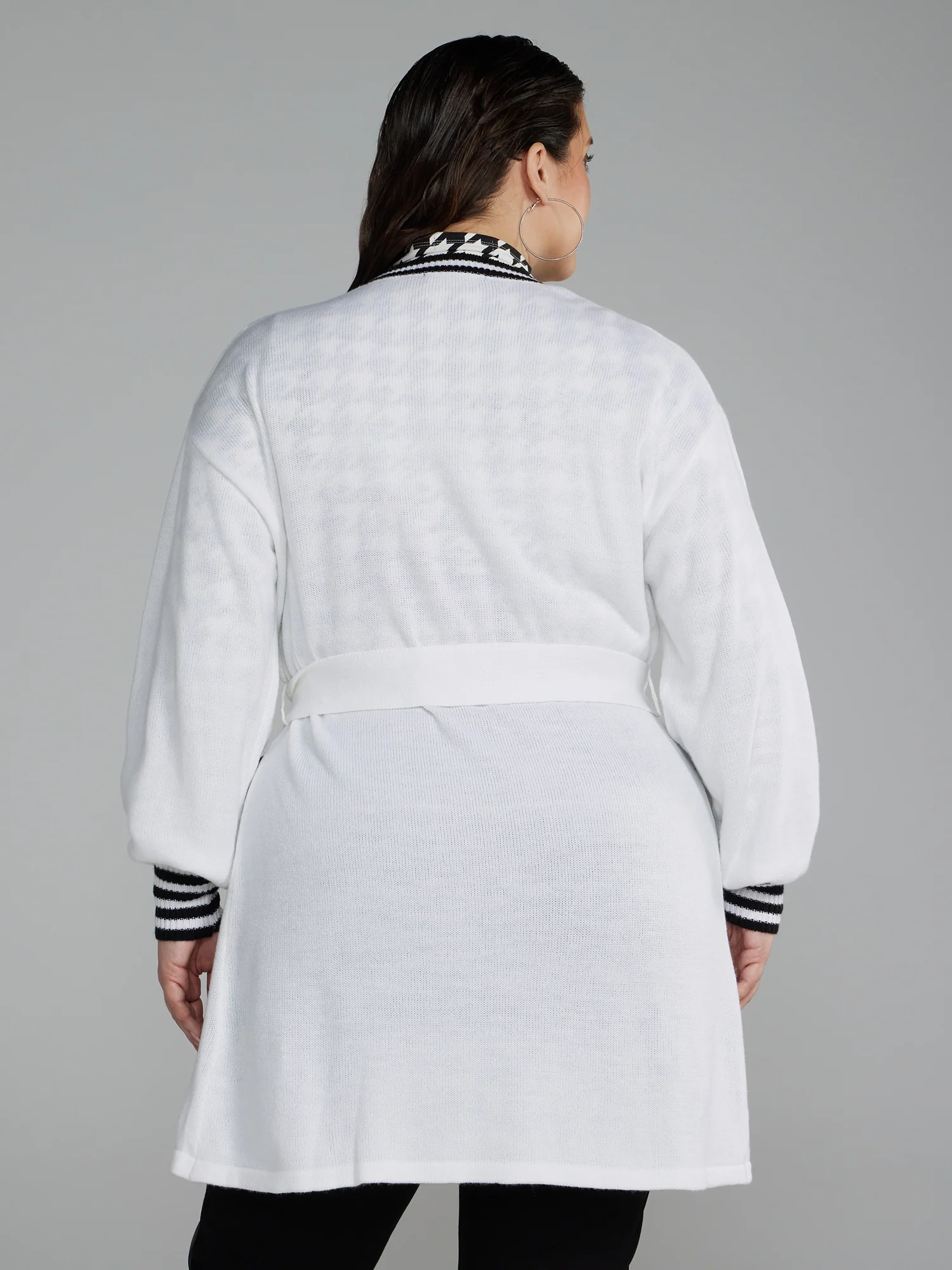 Stripe Detail Belted Cardigan - Image 3