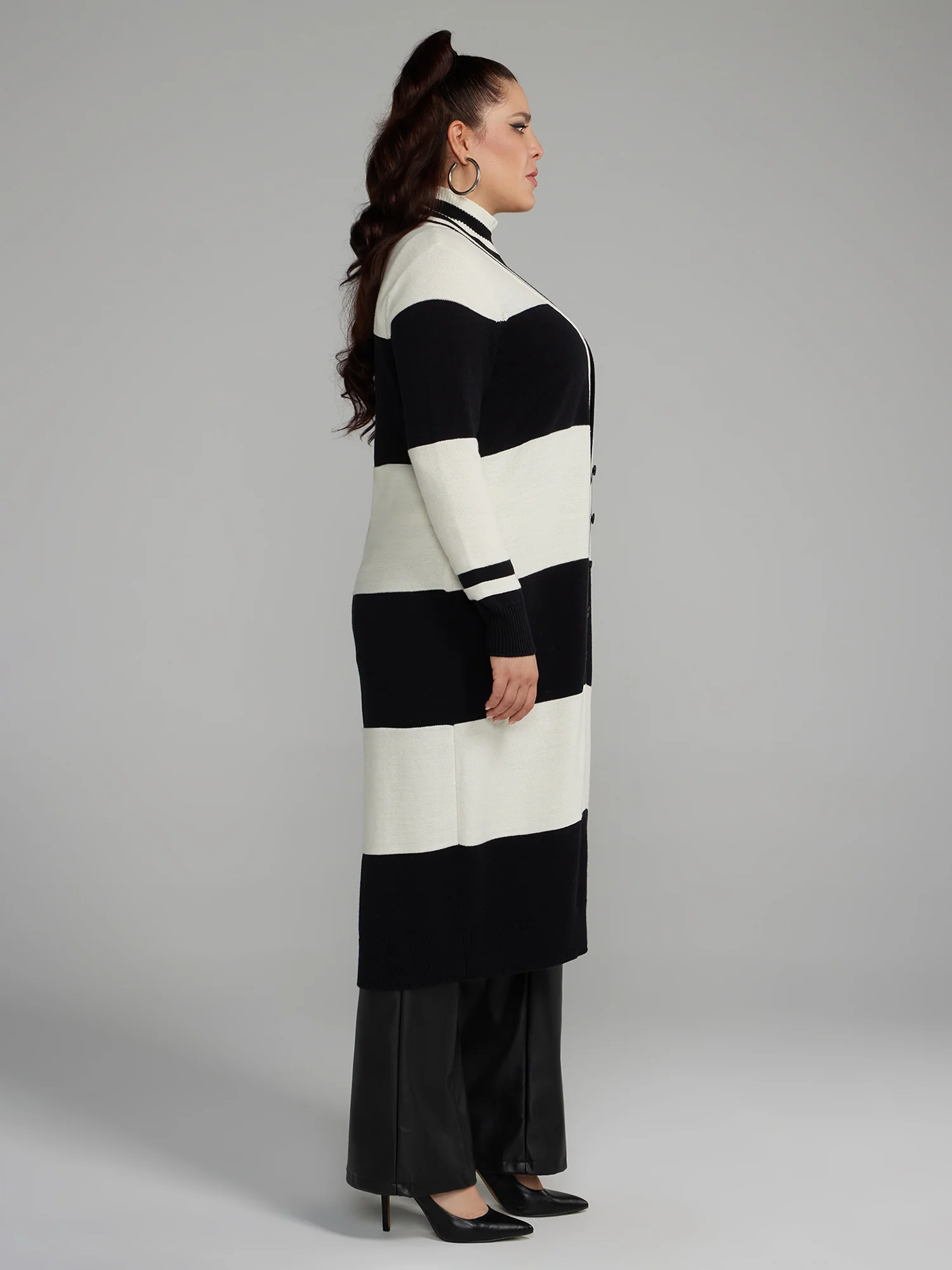 Striped Long Knit Cardigan - Image 2