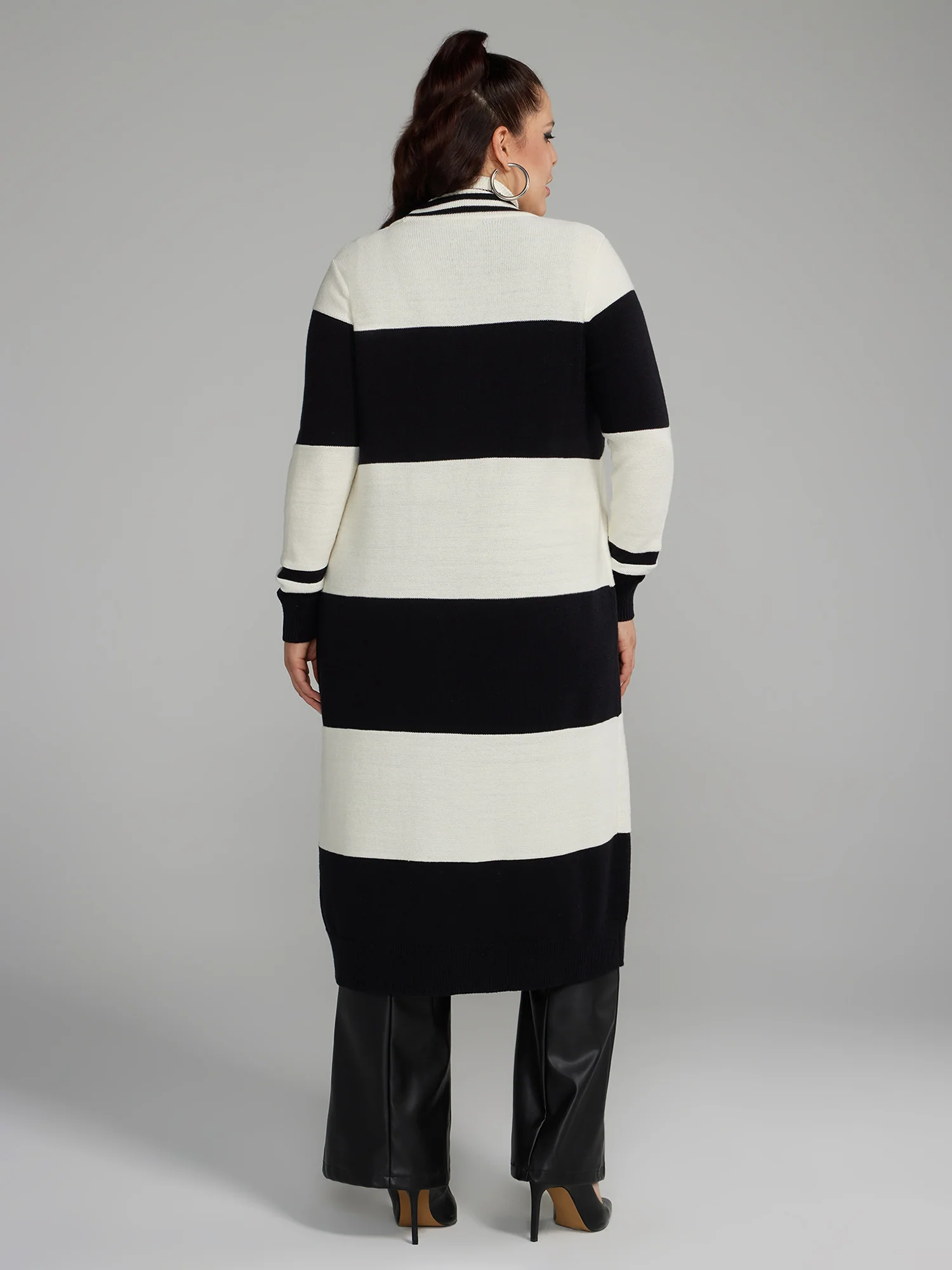 Striped Long Knit Cardigan - Image 3