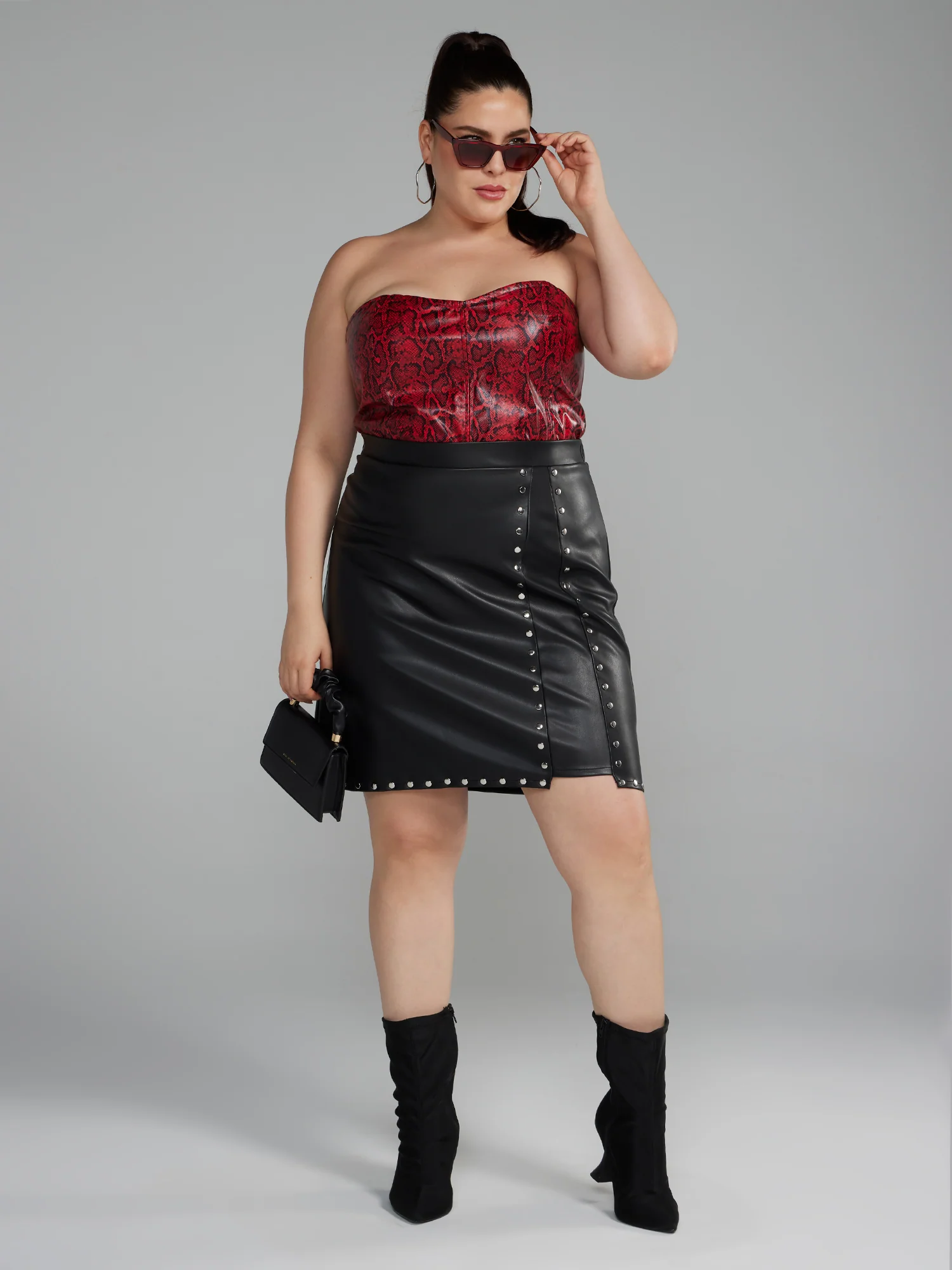 Studded Faux Leather Mini Skirt - Image 4