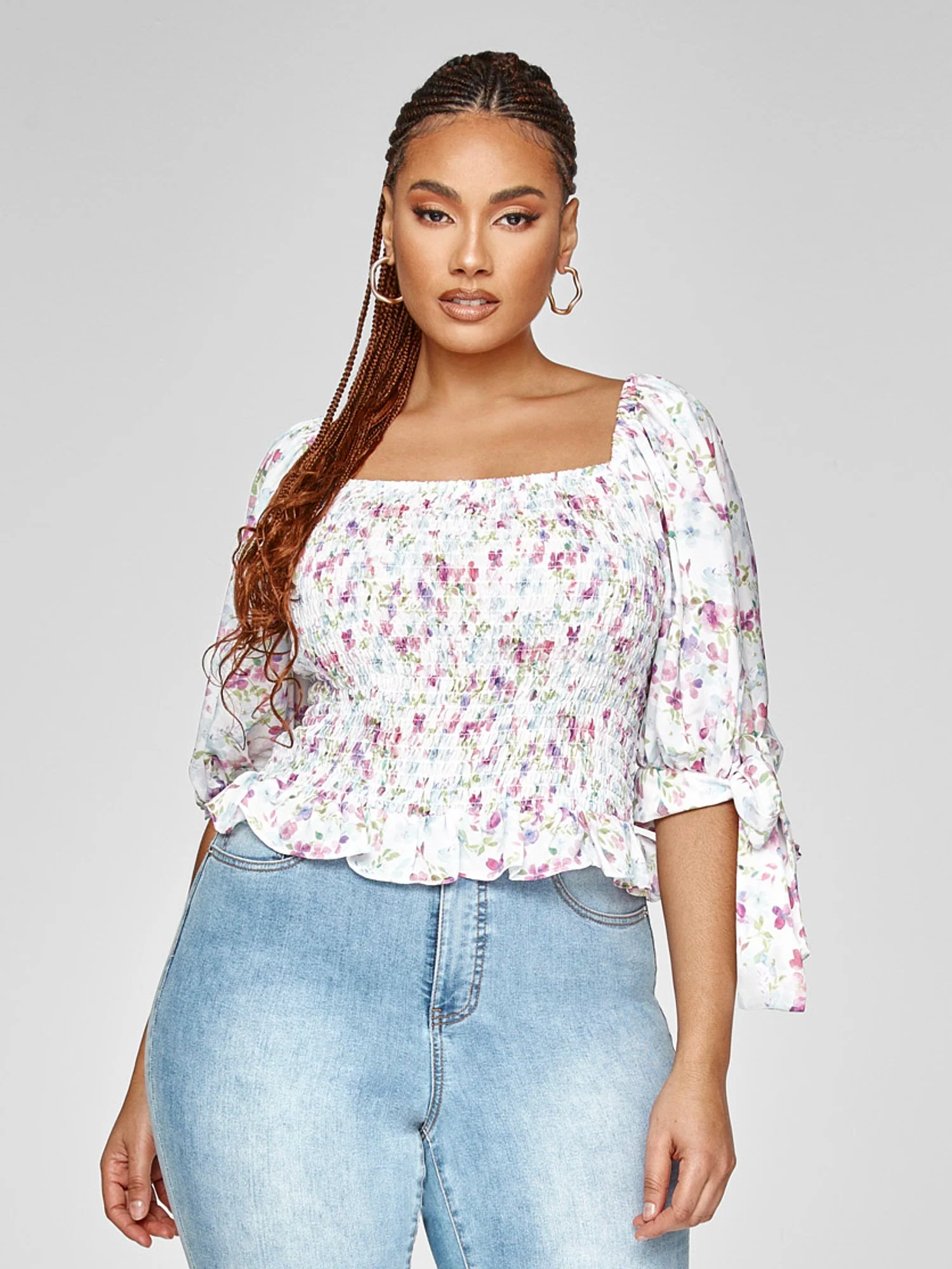 Tami Floral Print Smocked Top - Image 2