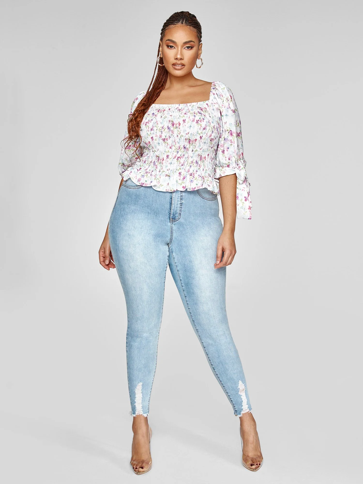 Tami Floral Print Smocked Top - Image 4