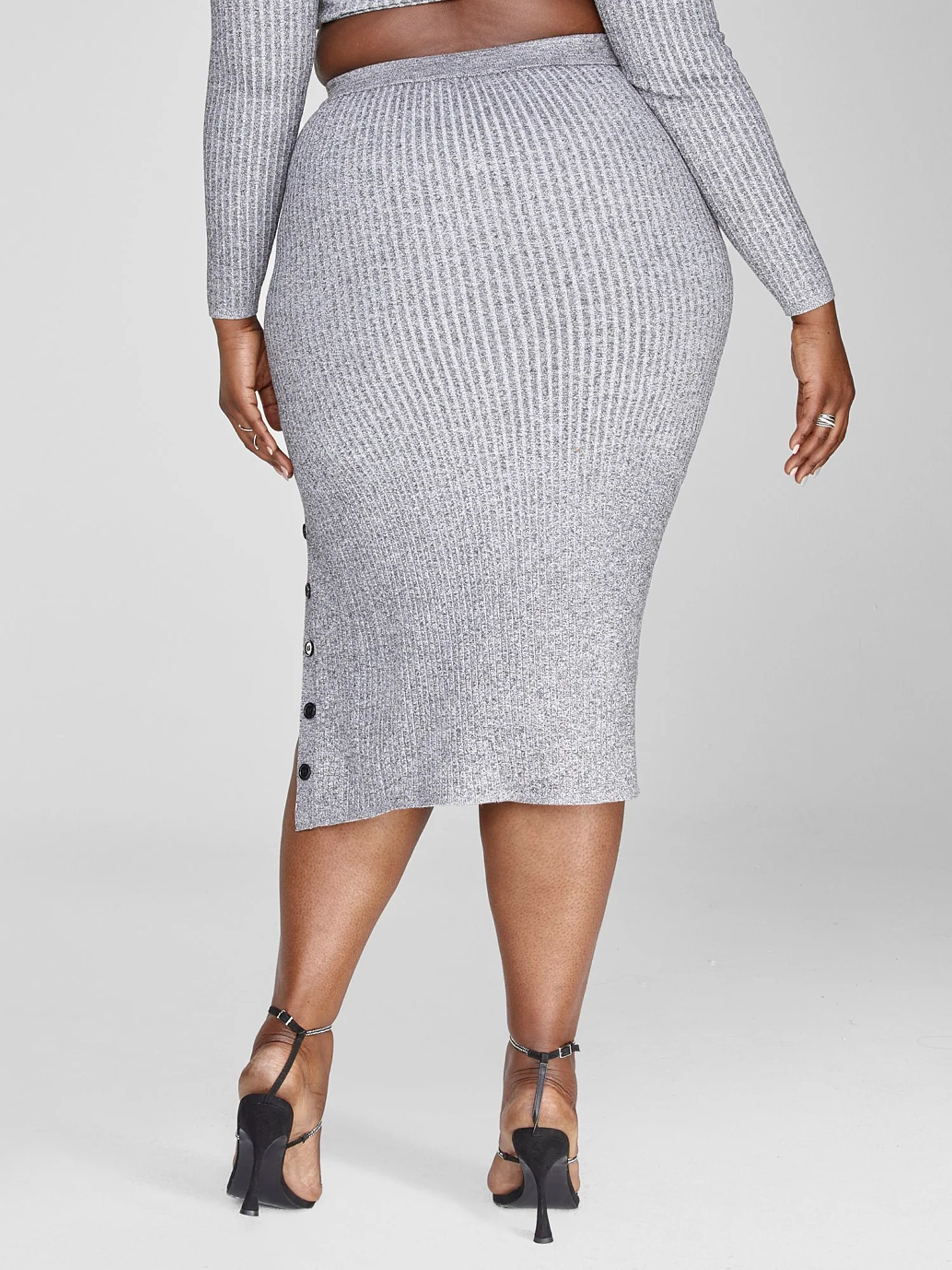 Tamra Marled Ribbed Knit Skirt - Image 3