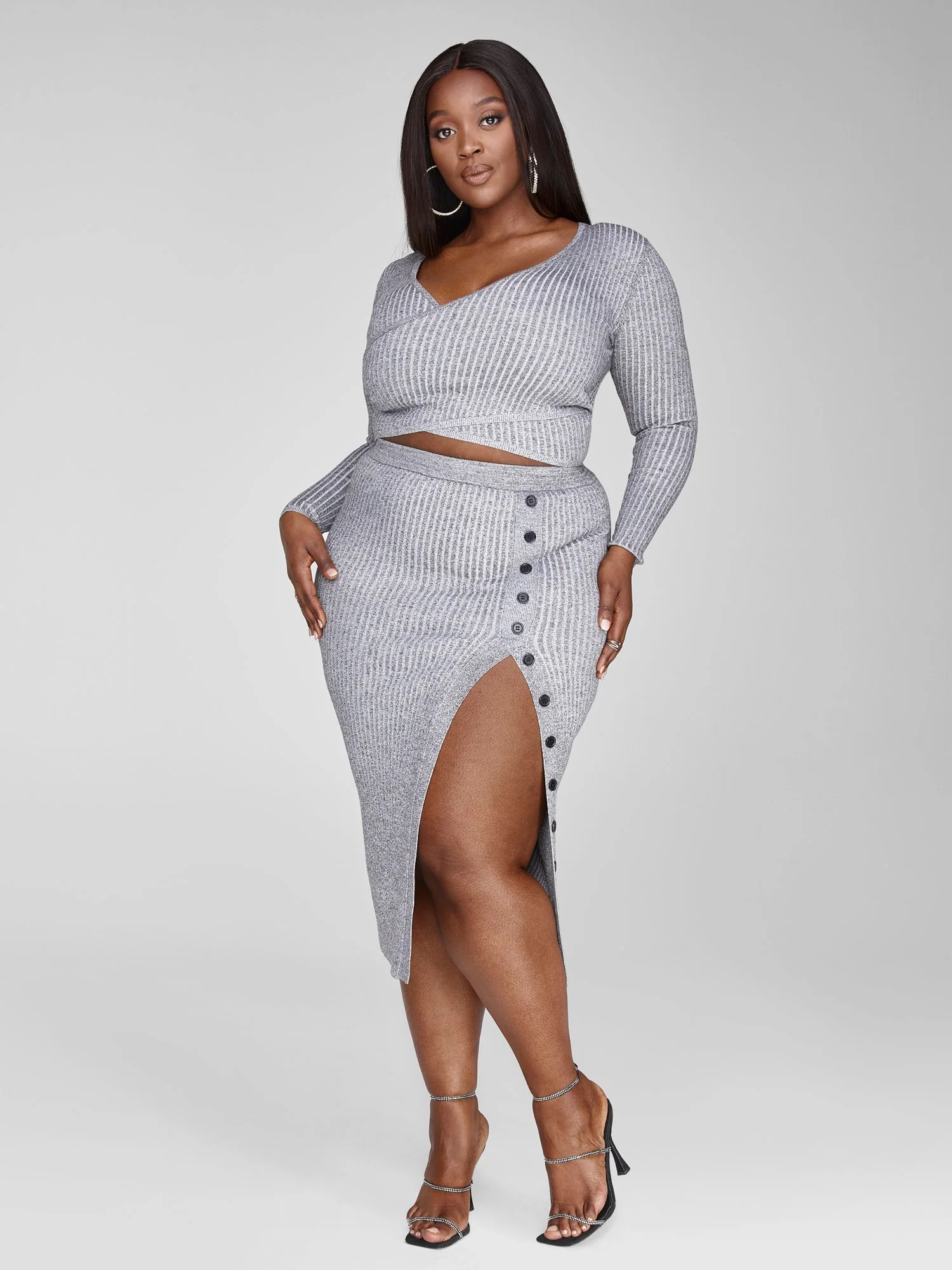 Tamra Marled Ribbed Knit Skirt - Image 4