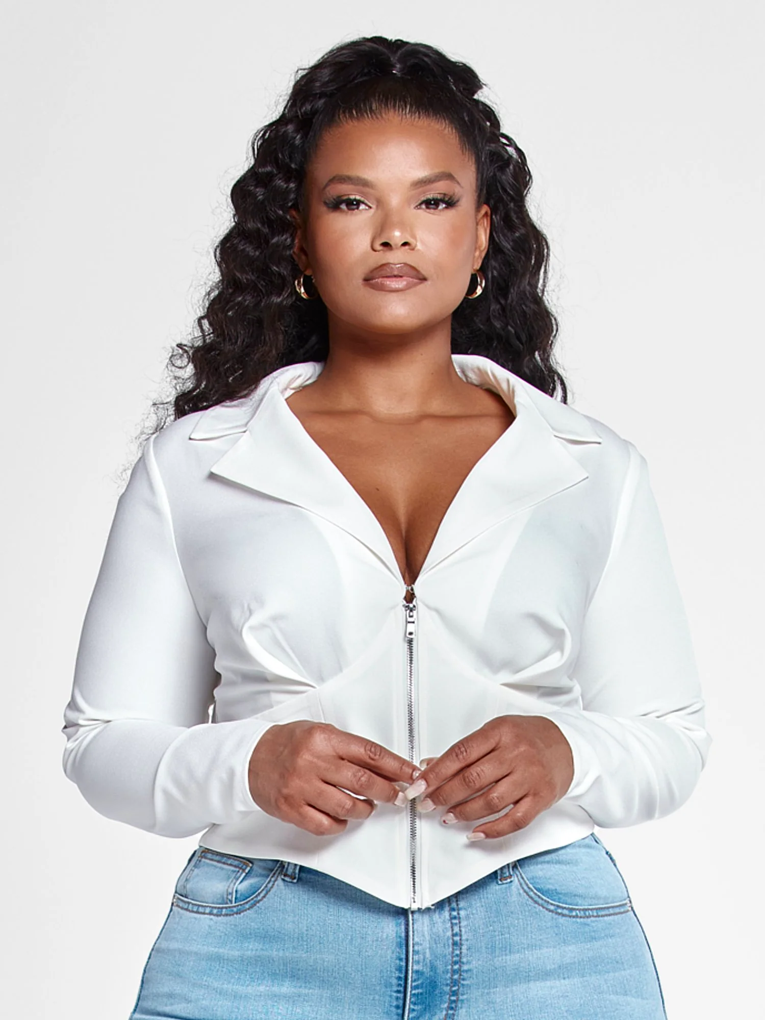 Tania Zip Front Fitted Shirt - Image 2