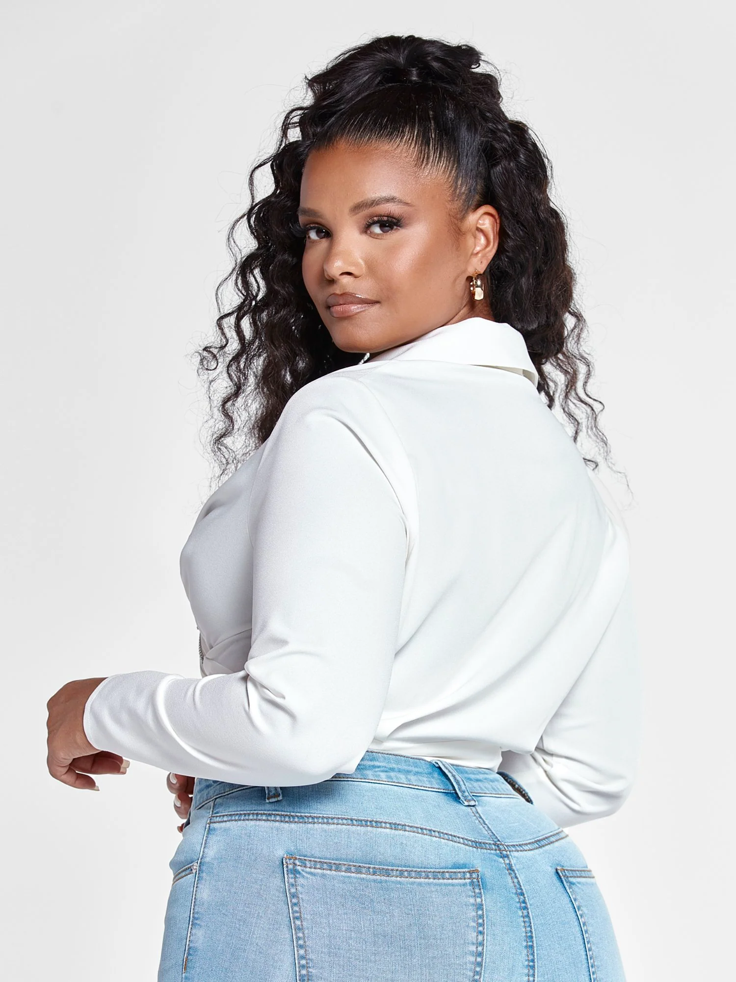 Tania Zip Front Fitted Shirt - Image 3