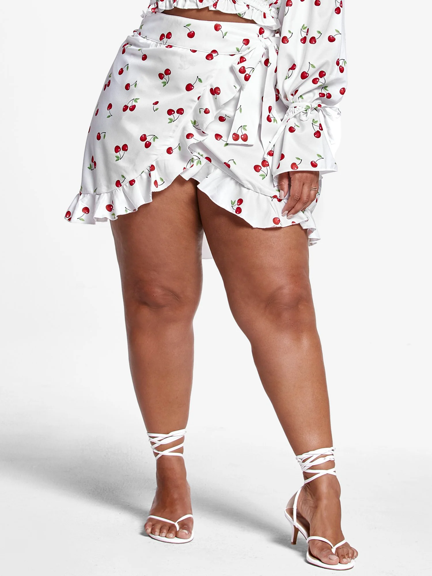 Tatiana Cherry Print Wrap Skirt