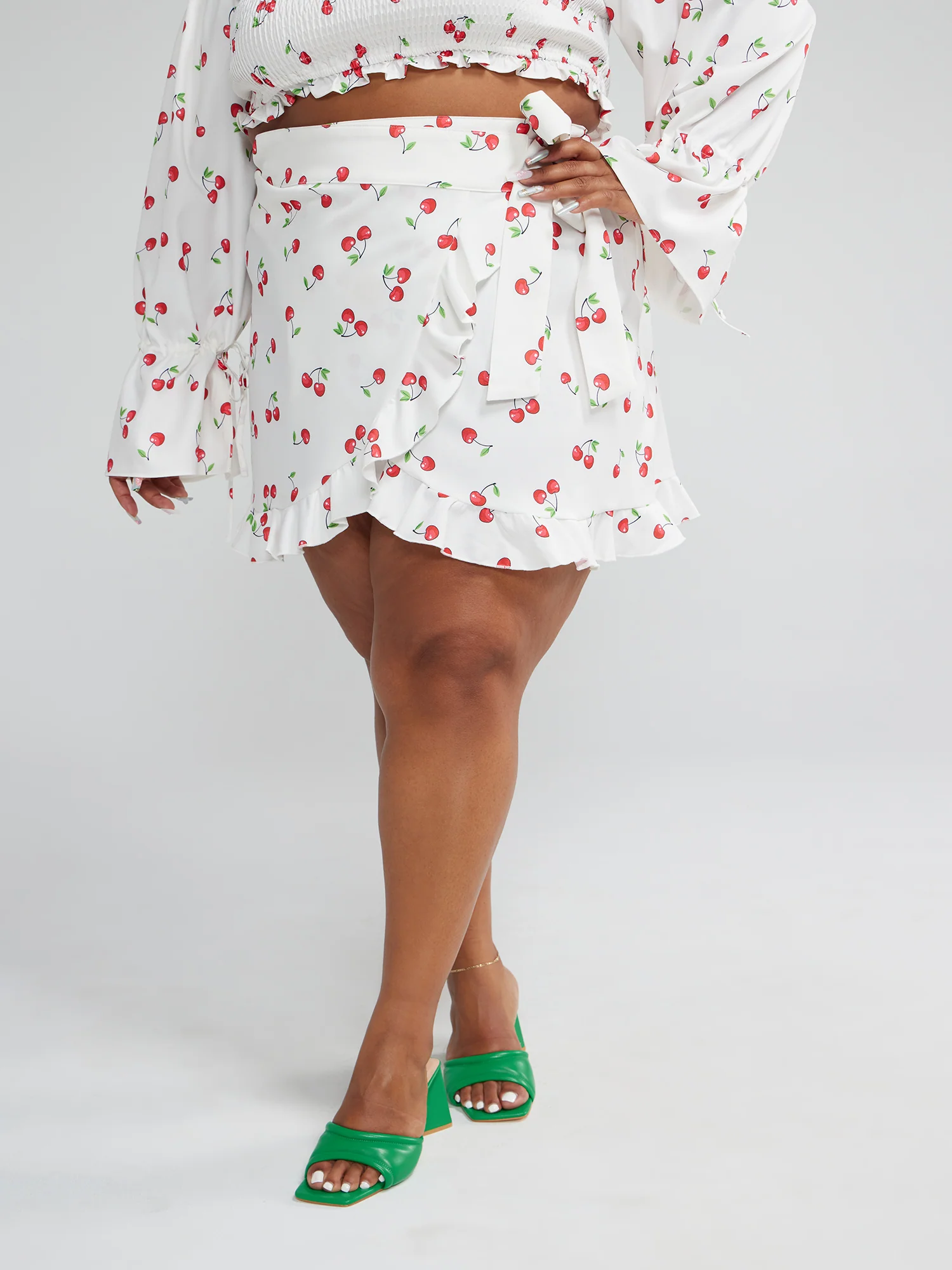 Tatiana Cherry Print Wrap Skirt - Image 2