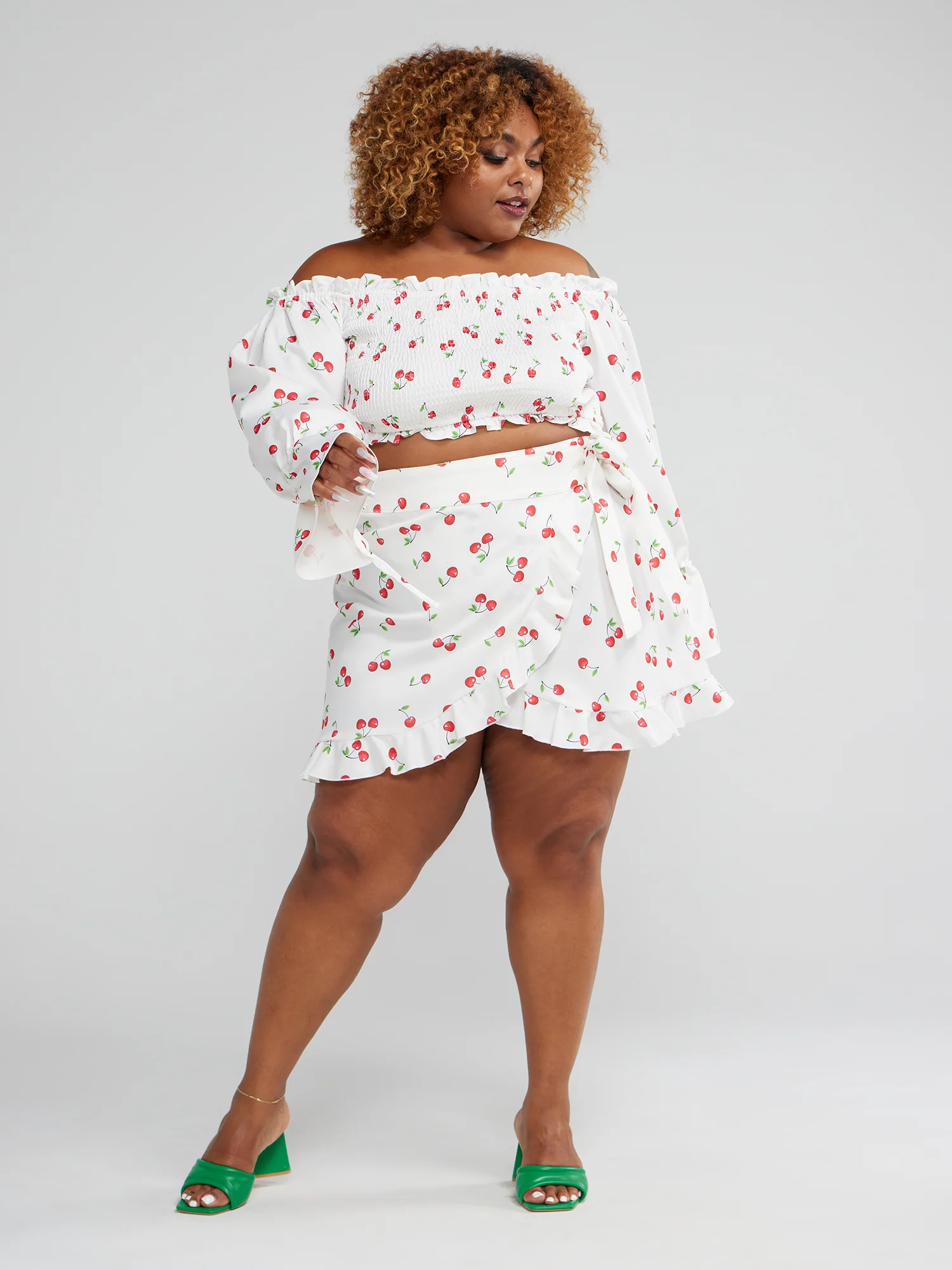 Tatiana Cherry Print Wrap Skirt - Image 5
