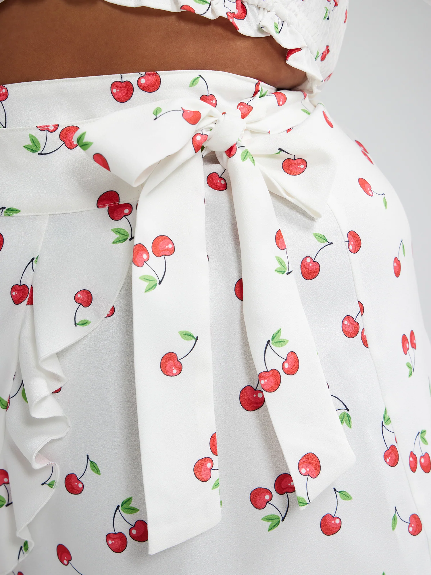 Tatiana Cherry Print Wrap Skirt - Image 6