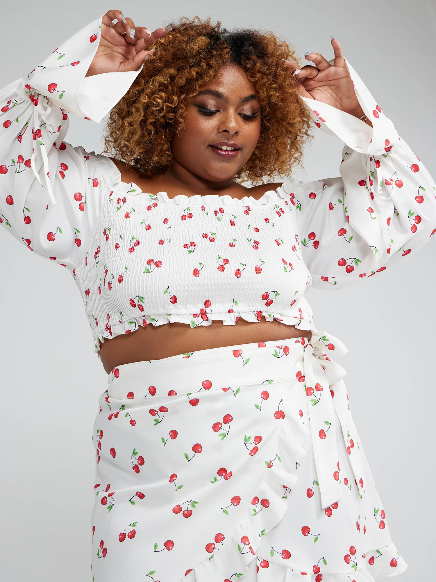 Tatiana Off The Shoulder Cherry Print Top