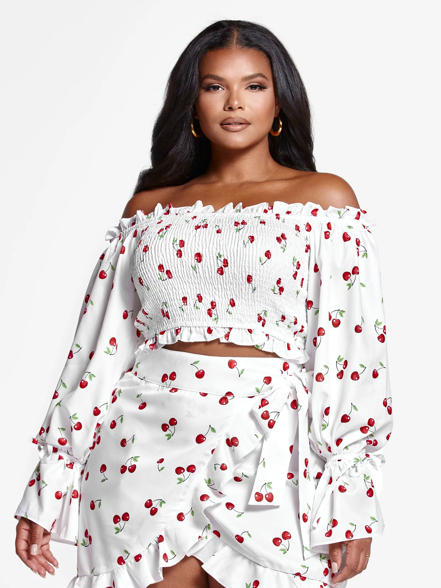 Tatiana Off The Shoulder Cherry Print Top - Image 2