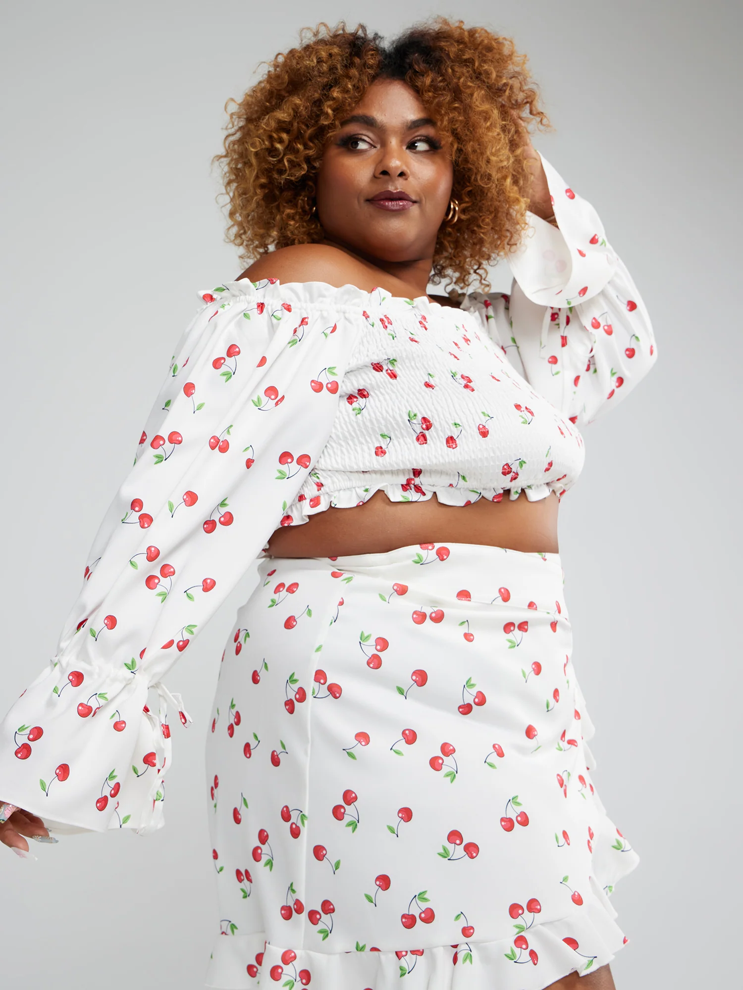 Tatiana Off The Shoulder Cherry Print Top - Image 3
