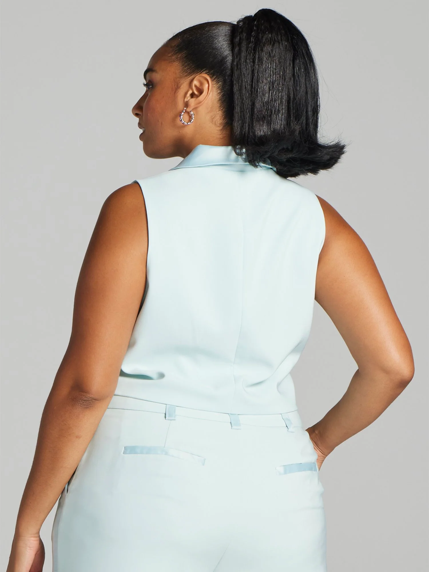 Teagan Satin Trim Sleeveless Vest - Image 4