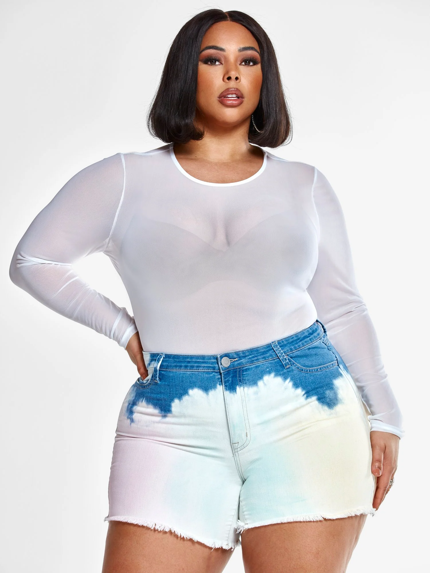Tie Dye Dip Denim Shorts - Image 4