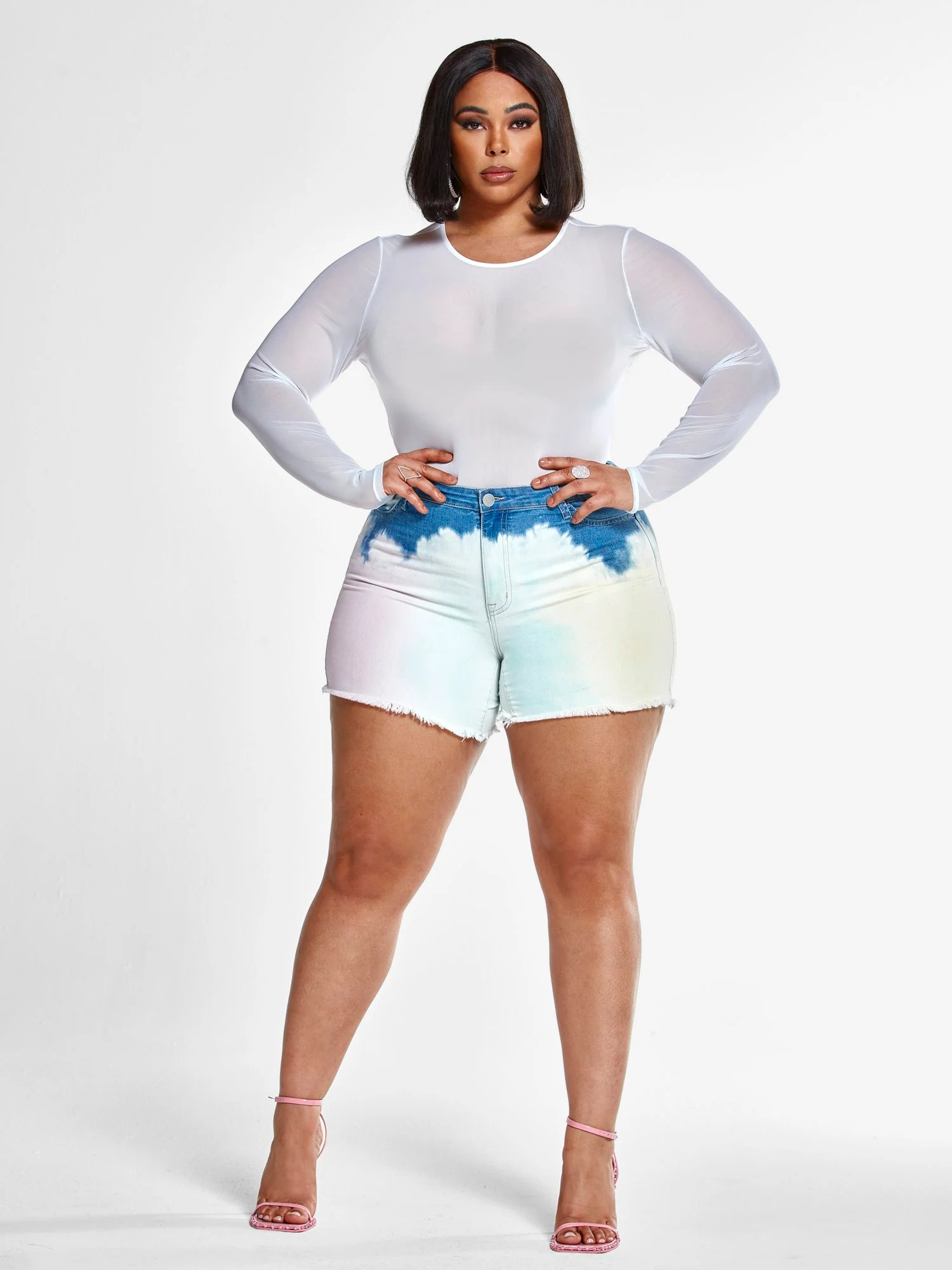 Tie Dye Dip Denim Shorts - Image 5