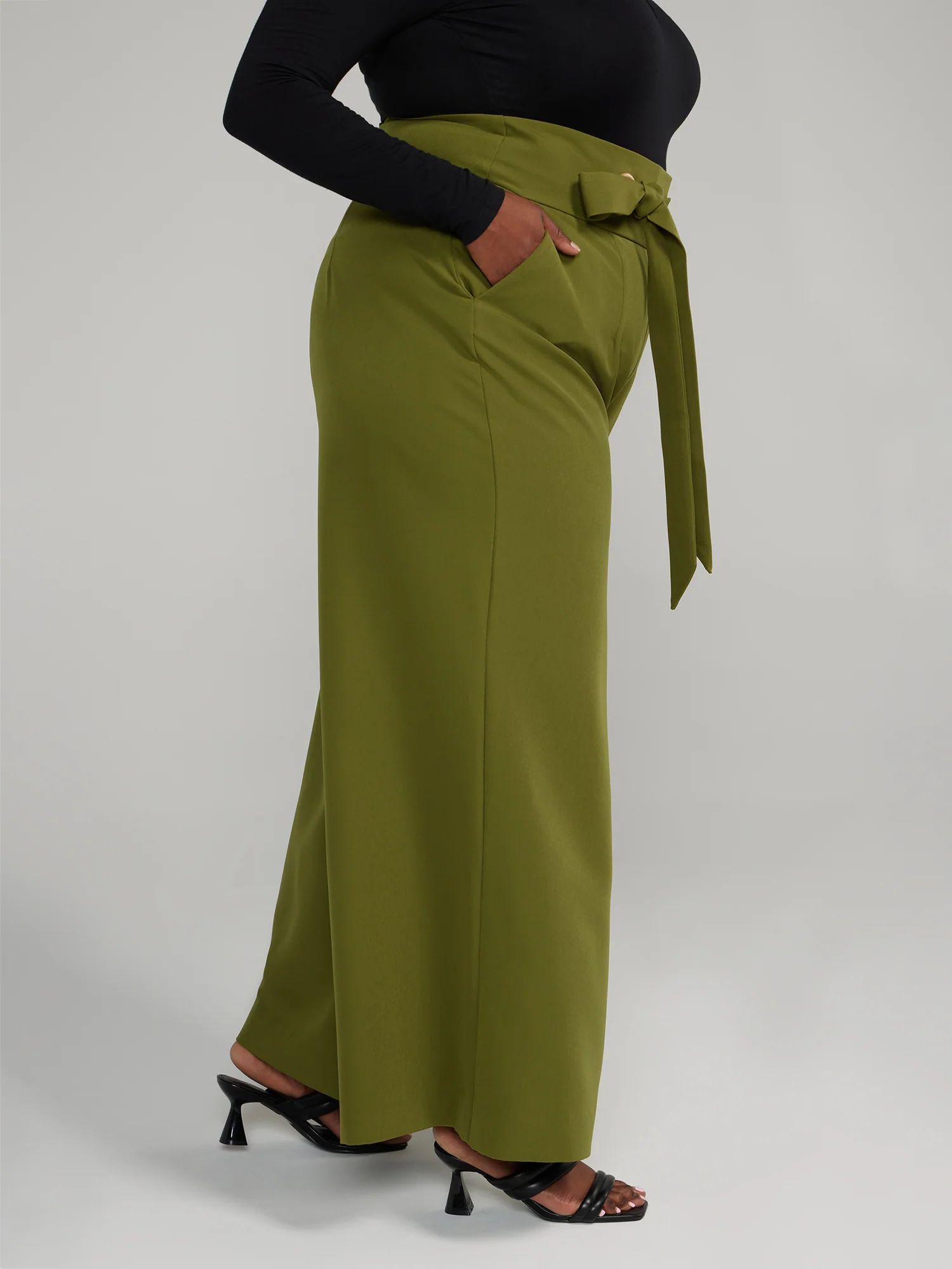 Tie-Waist Wide Leg Pants - Image 2