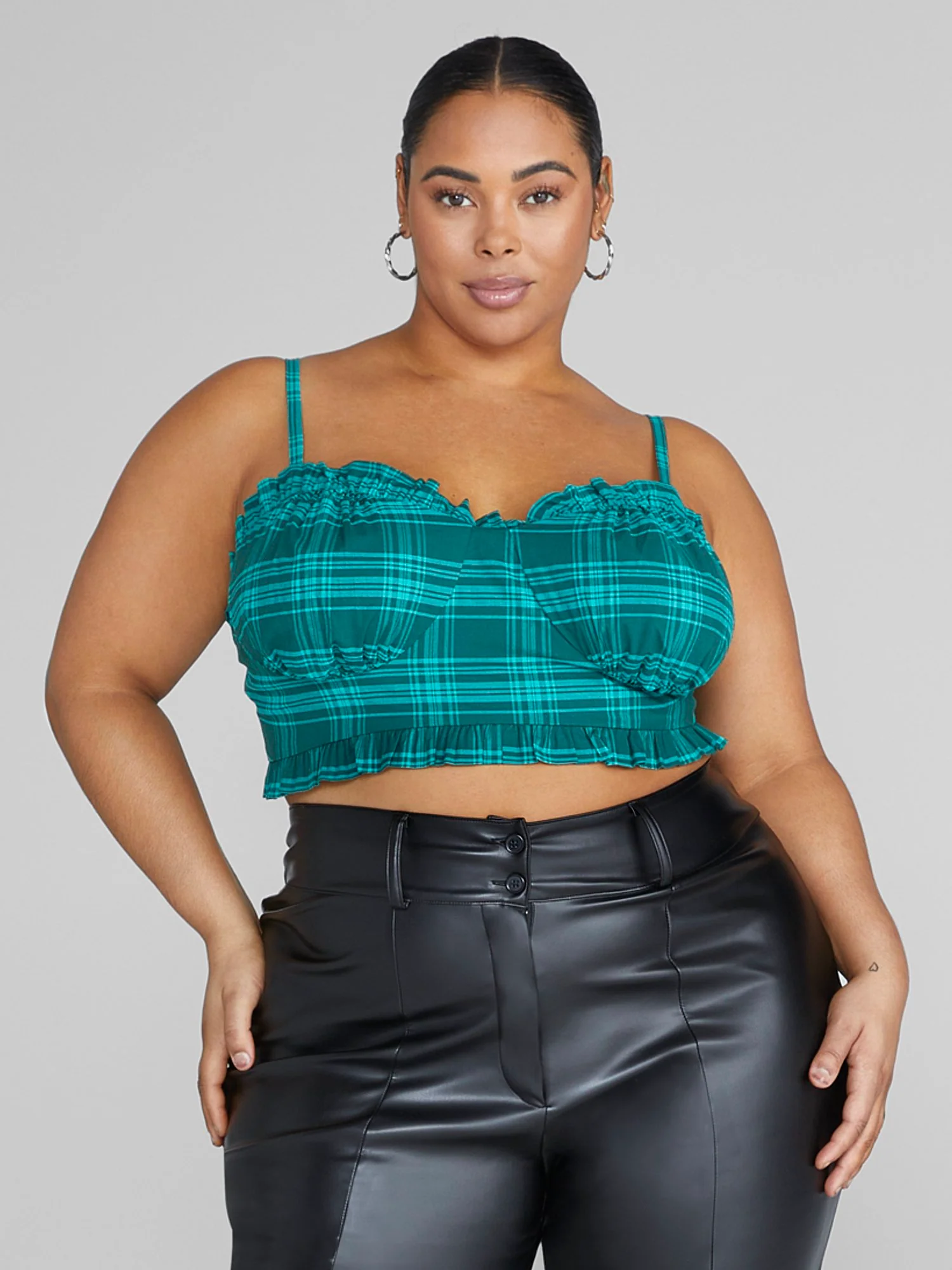 Tiffani Plaid Cropped Tank Top - Image 2