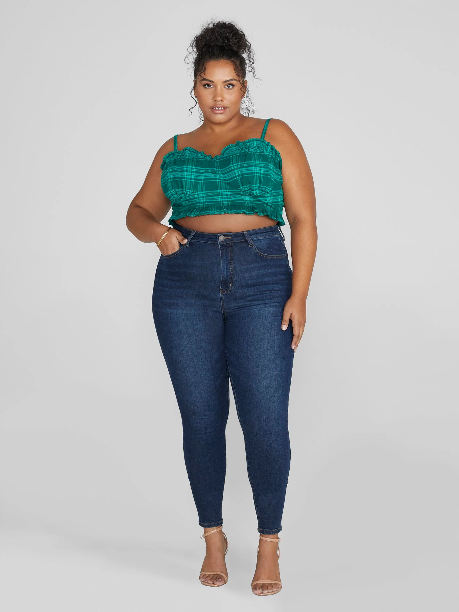 Tiffani Plaid Cropped Tank Top - Image 5