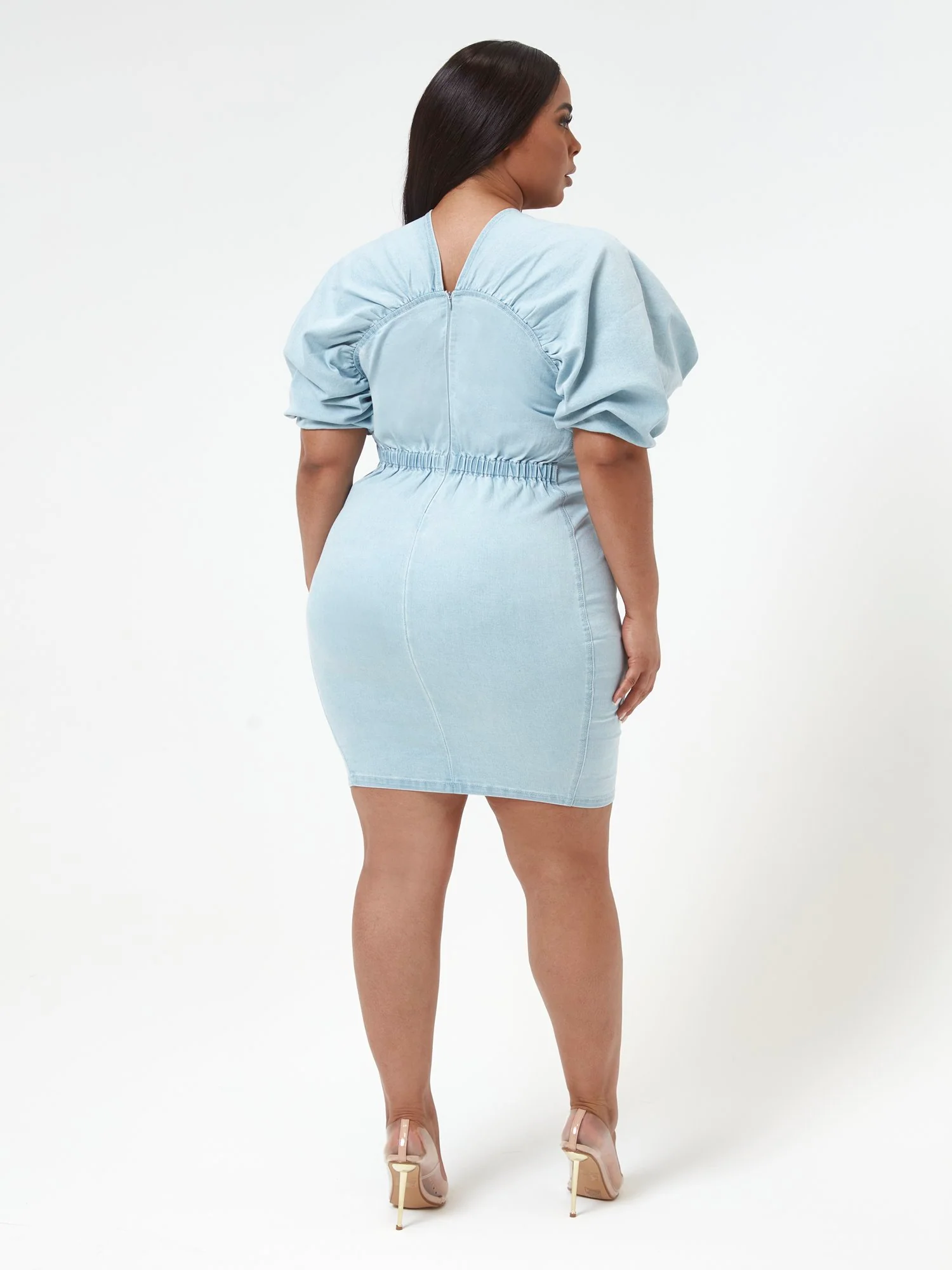 Tiffany Puff Sleeve Denim Dress - Image 2