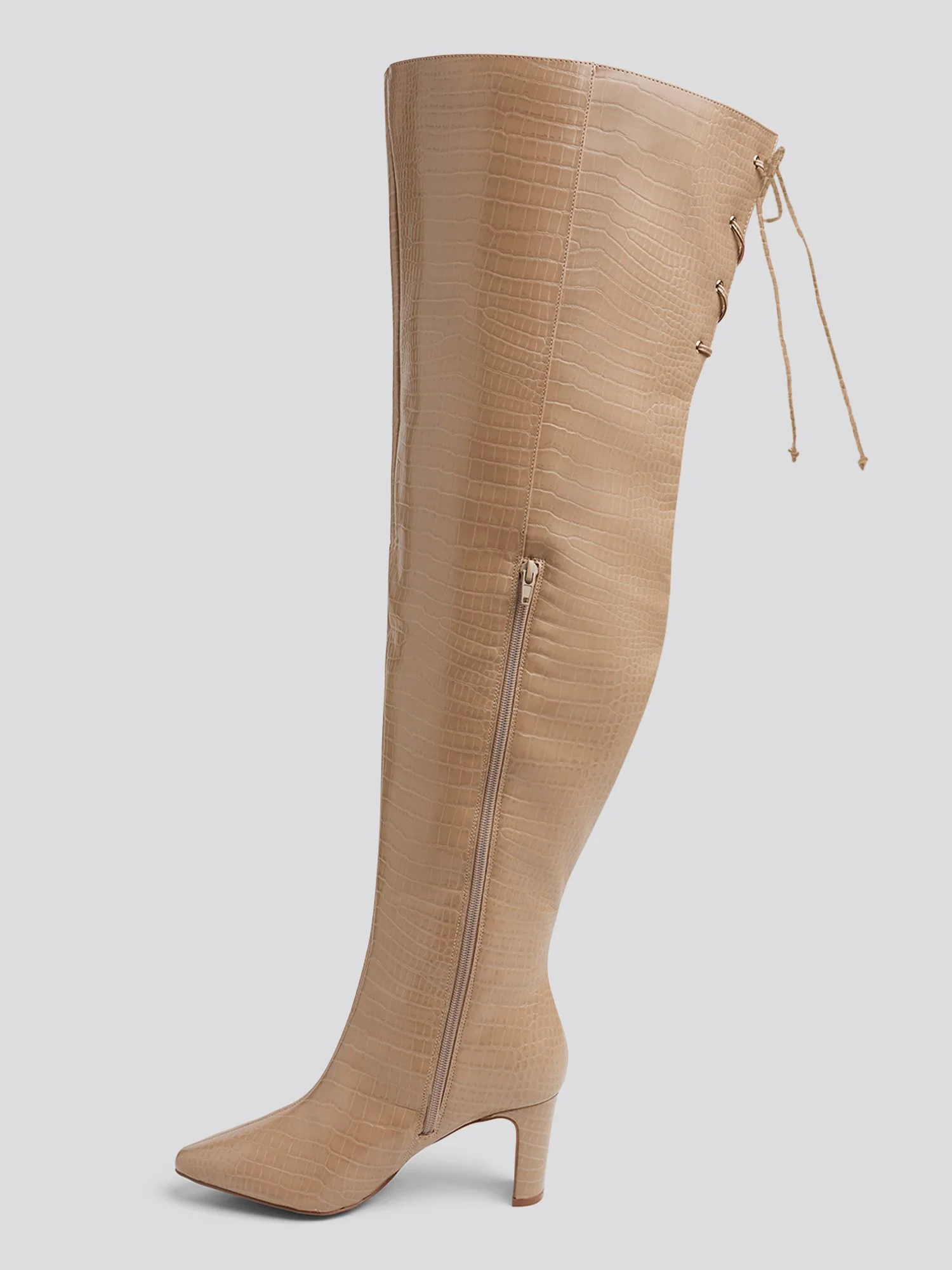 Timsah Croc Texture Thigh-High Boots - Nadia x FTF - Image 5