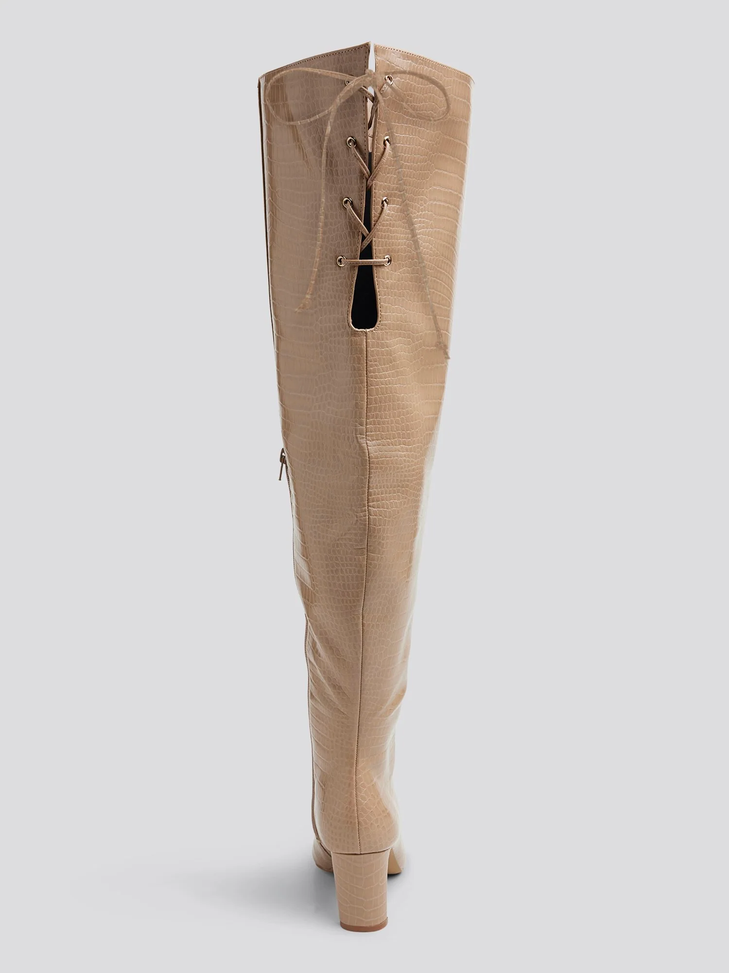 Timsah Croc Texture Thigh-High Boots - Nadia x FTF - Image 6