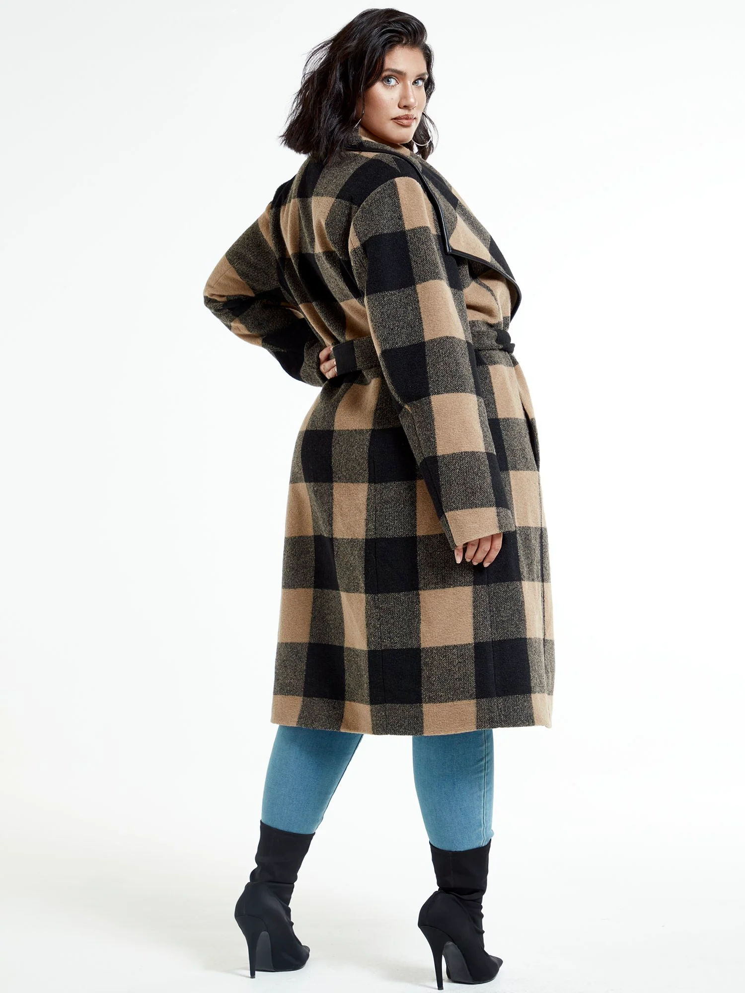 Tori Buffalo Plaid Longline Coat - Image 3
