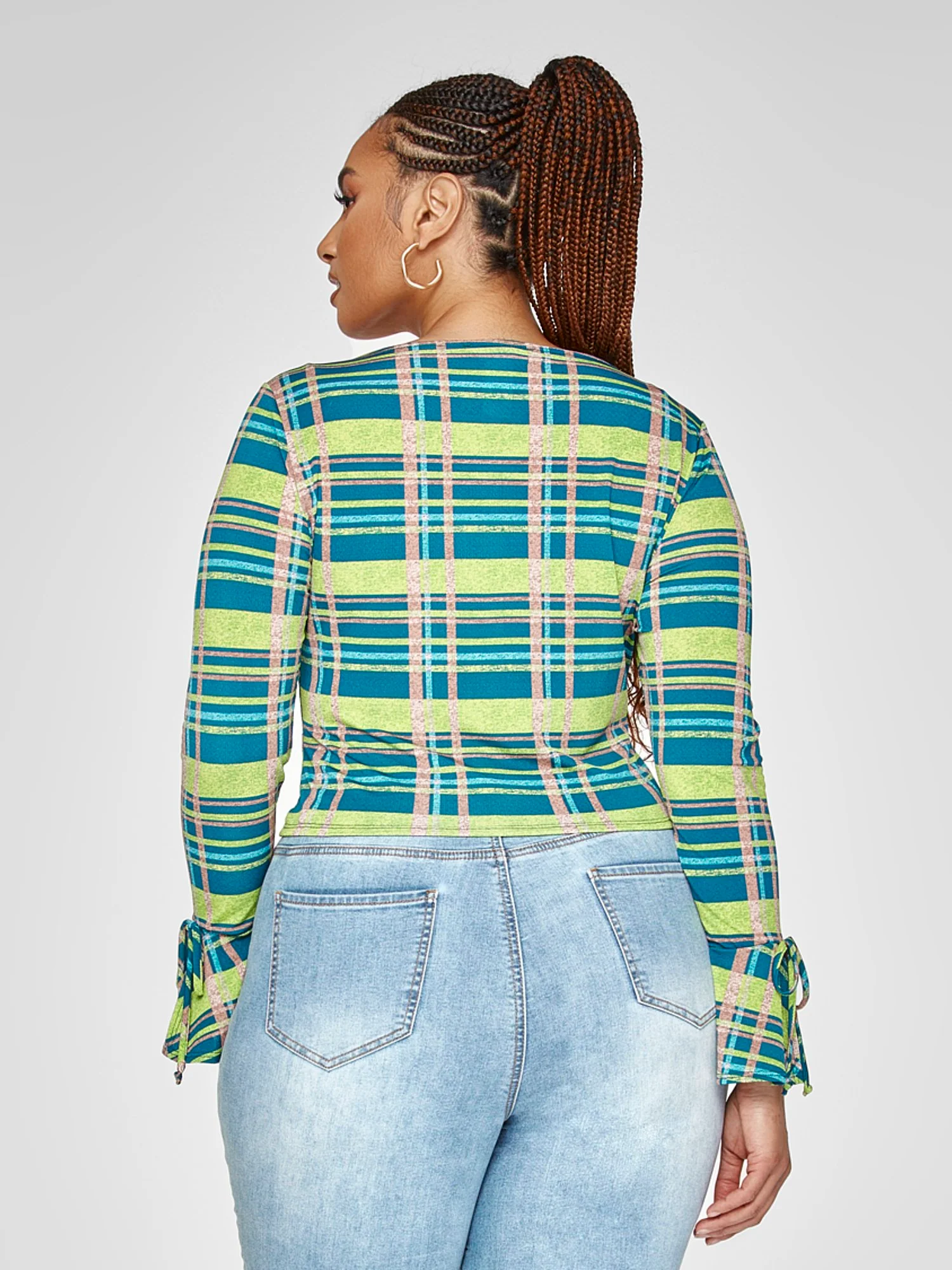 Tricia Keyhole Plaid Top - Image 3