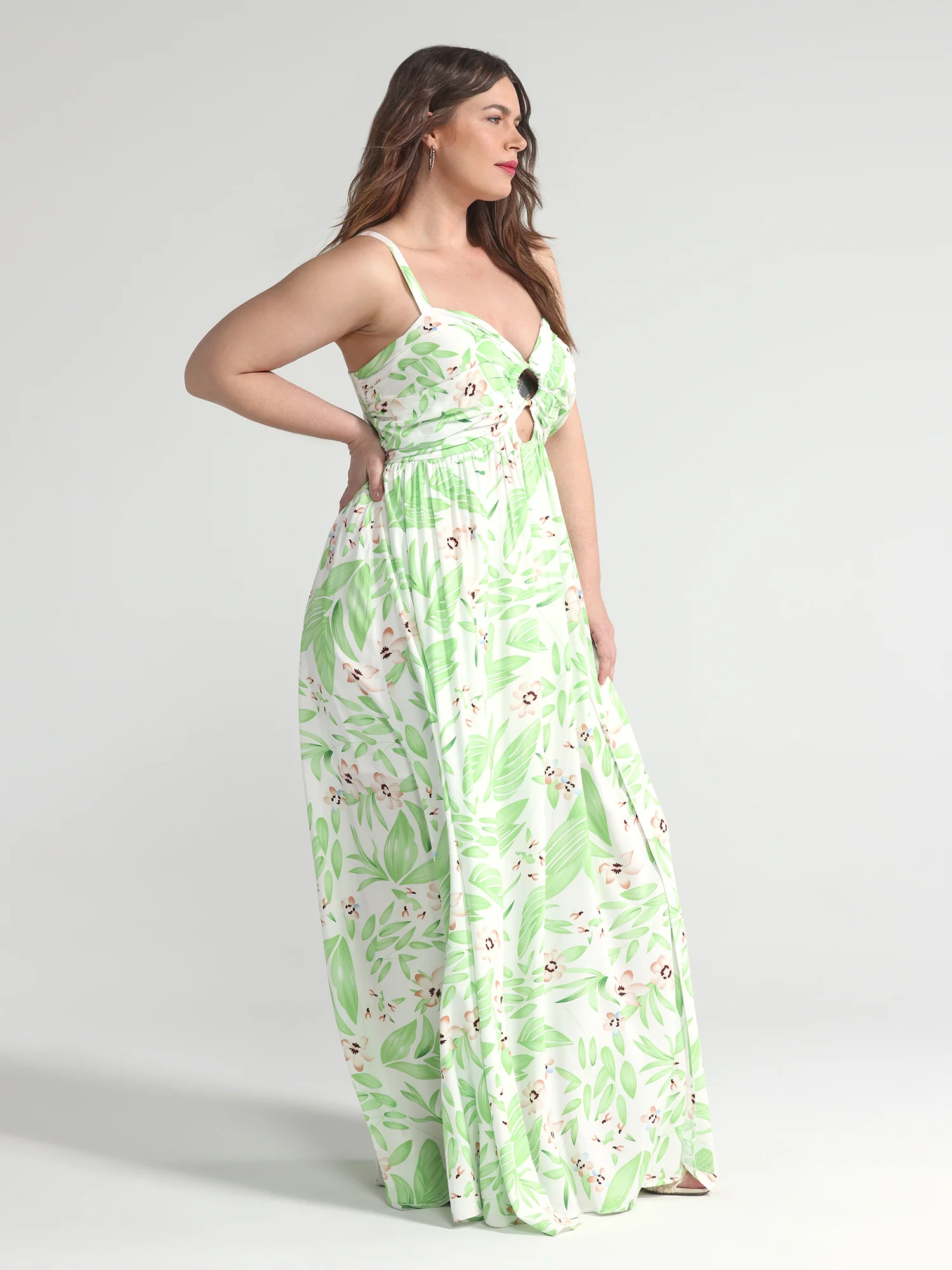 Tropical Print O-Ring Maxi Dress - Image 2