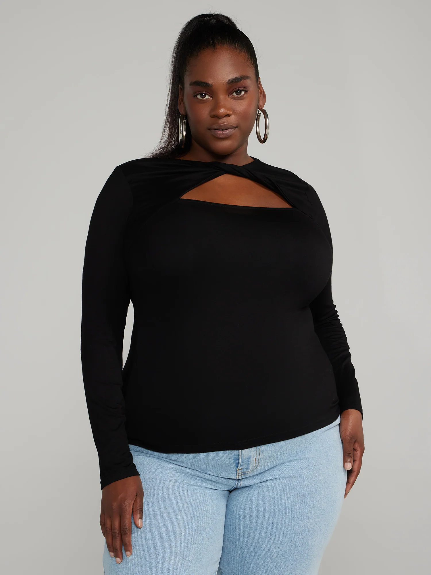 Twist Neck Cutout-Detail Top