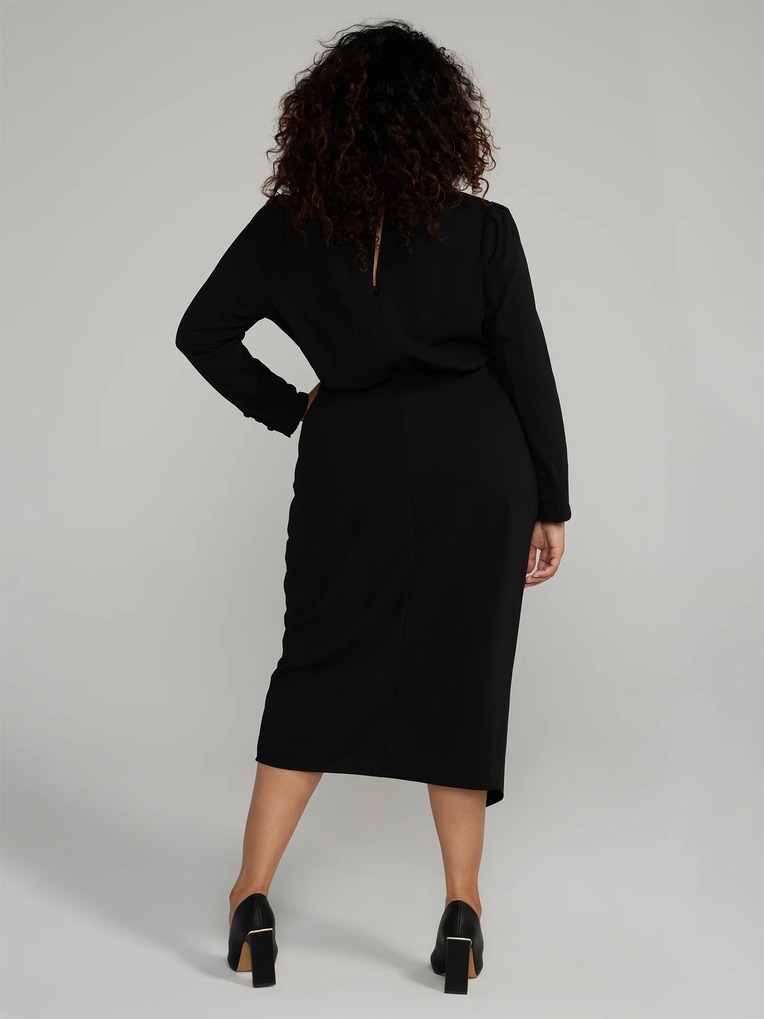 Twist-Neck Keyhole Midi Dress - Image 3