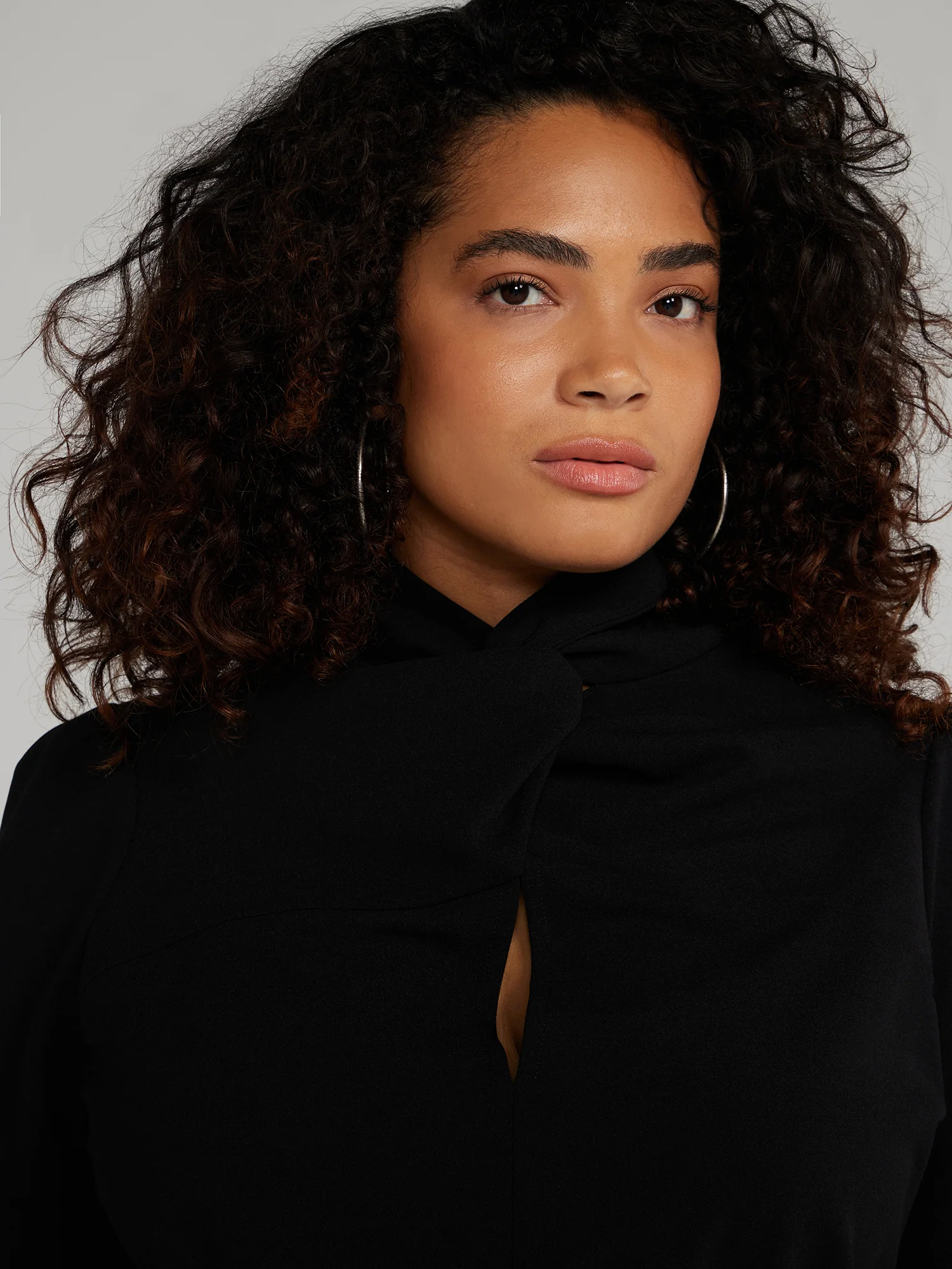 Twist-Neck Keyhole Midi Dress - Image 4