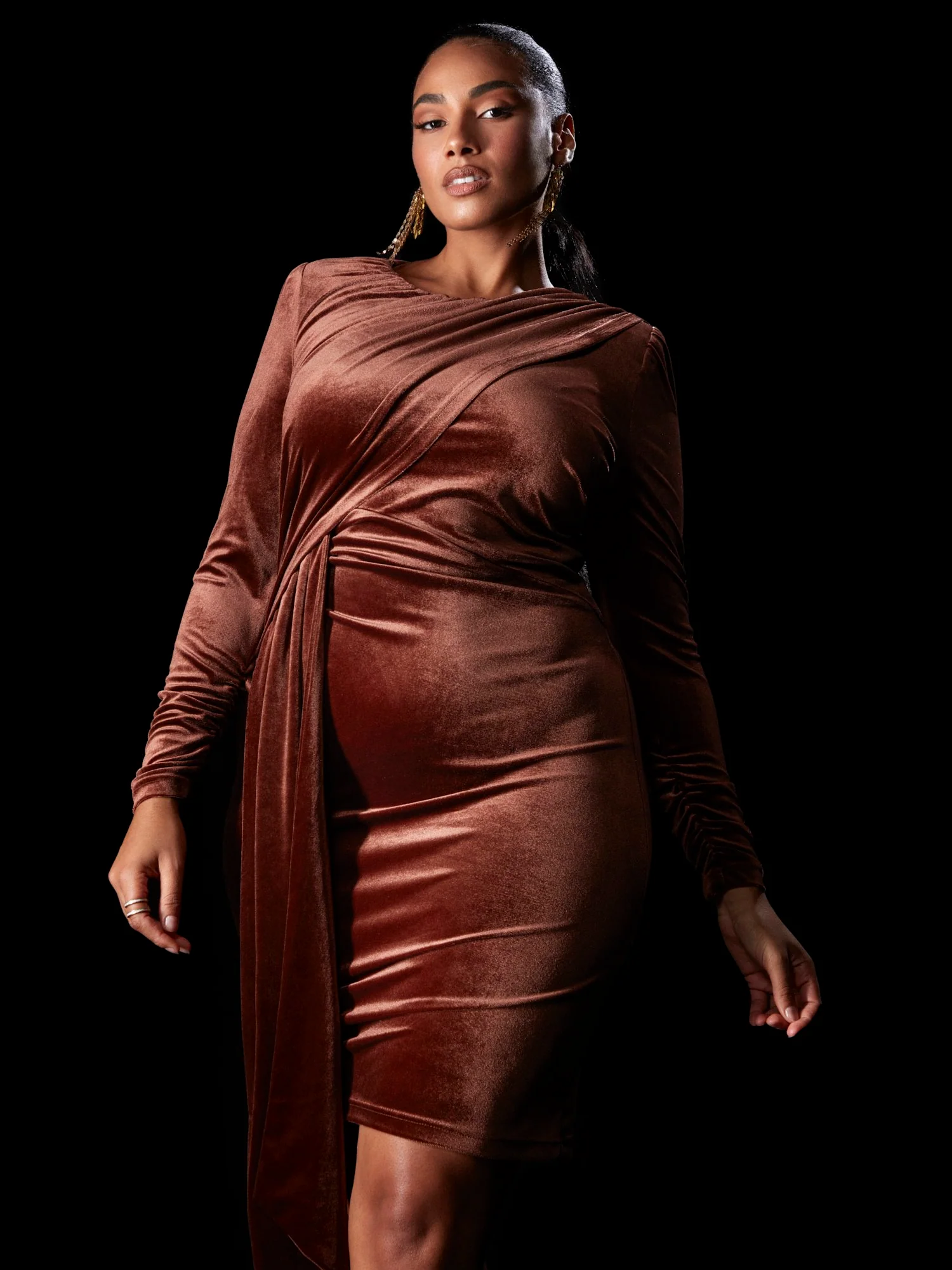 Tyana Velvet Draped Dress - Image 4