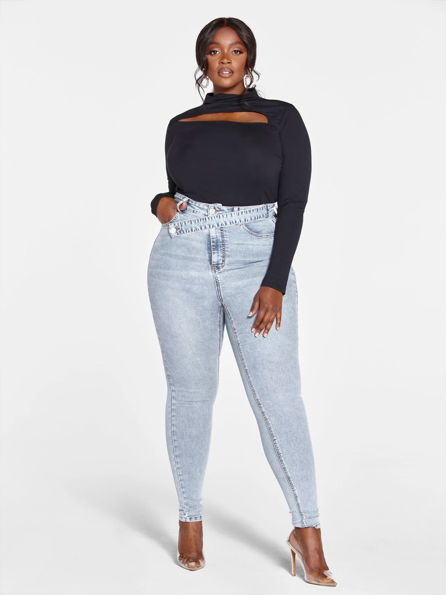 Ultra High Rise Crossover Detail Skinny Jeans - Image 3