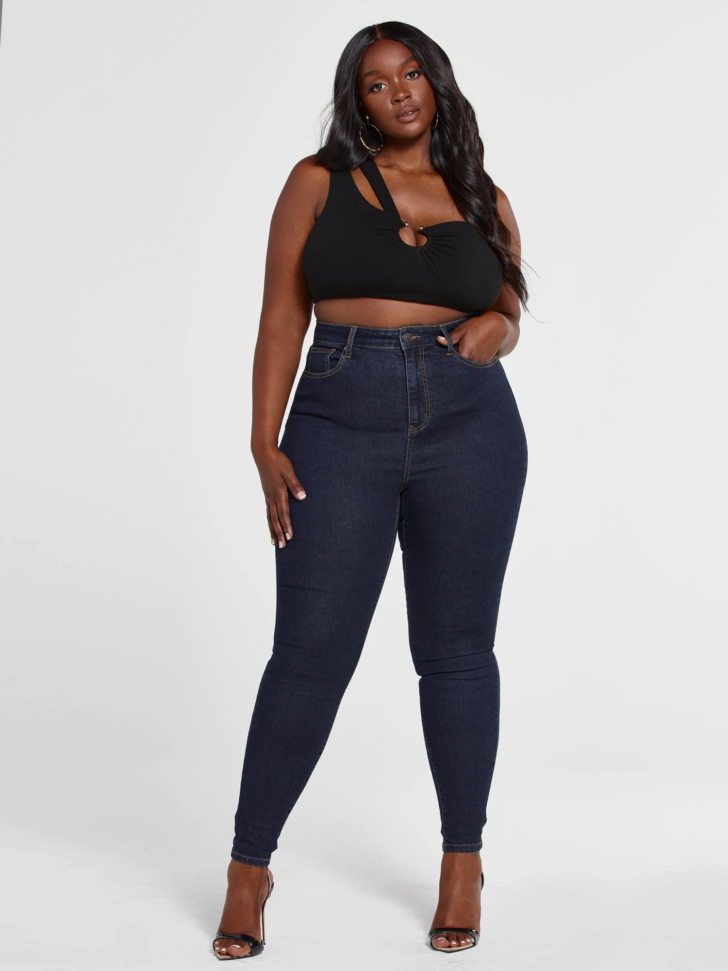 Ultra High Rise Dark Wash Skinny Jeans - Short Inseam - Image 4
