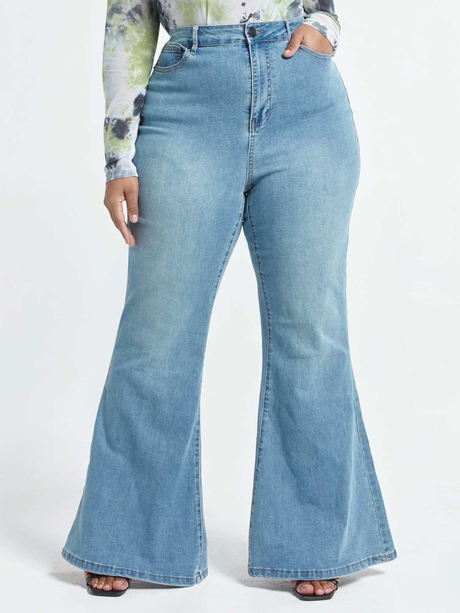Ultra High-Rise Flare Leg Jeans - Short Inseam - Image 2