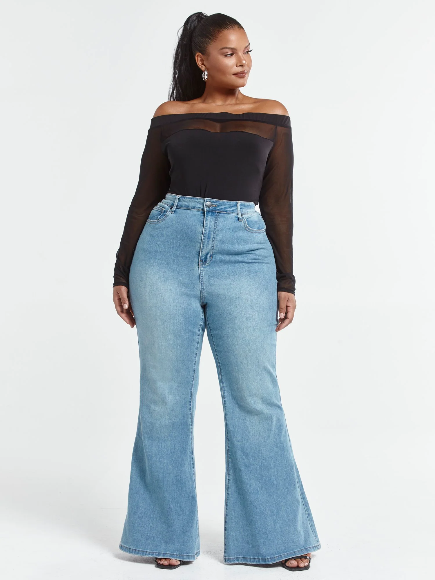 Ultra High-Rise Flare Leg Jeans - Short Inseam - Image 5