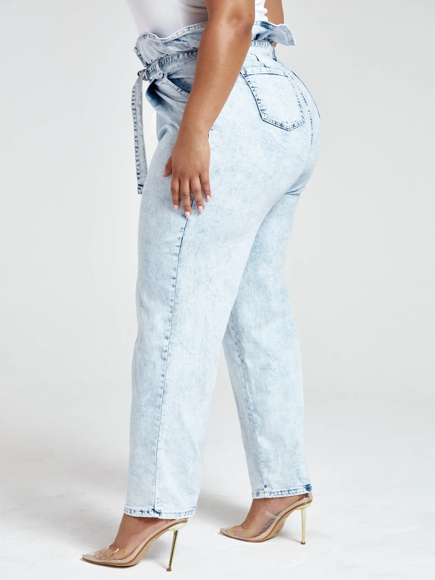 Ultra High Rise Paperbag Waist Wide Leg Jeans - Tall Inseam - Image 5