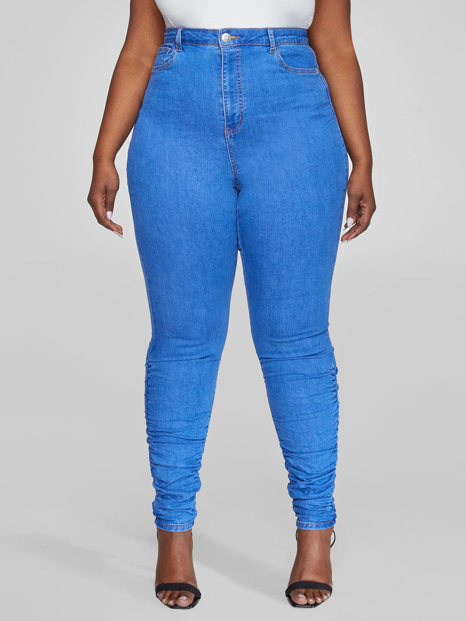 Ultra High Rise Skinny Jeans with Ruching Detail - Image 2