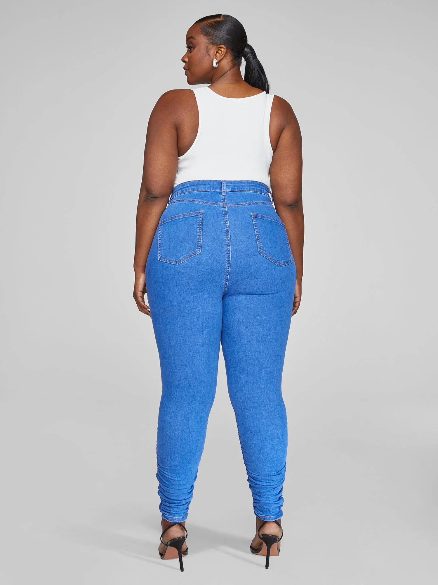 Ultra High Rise Skinny Jeans with Ruching Detail - Image 4