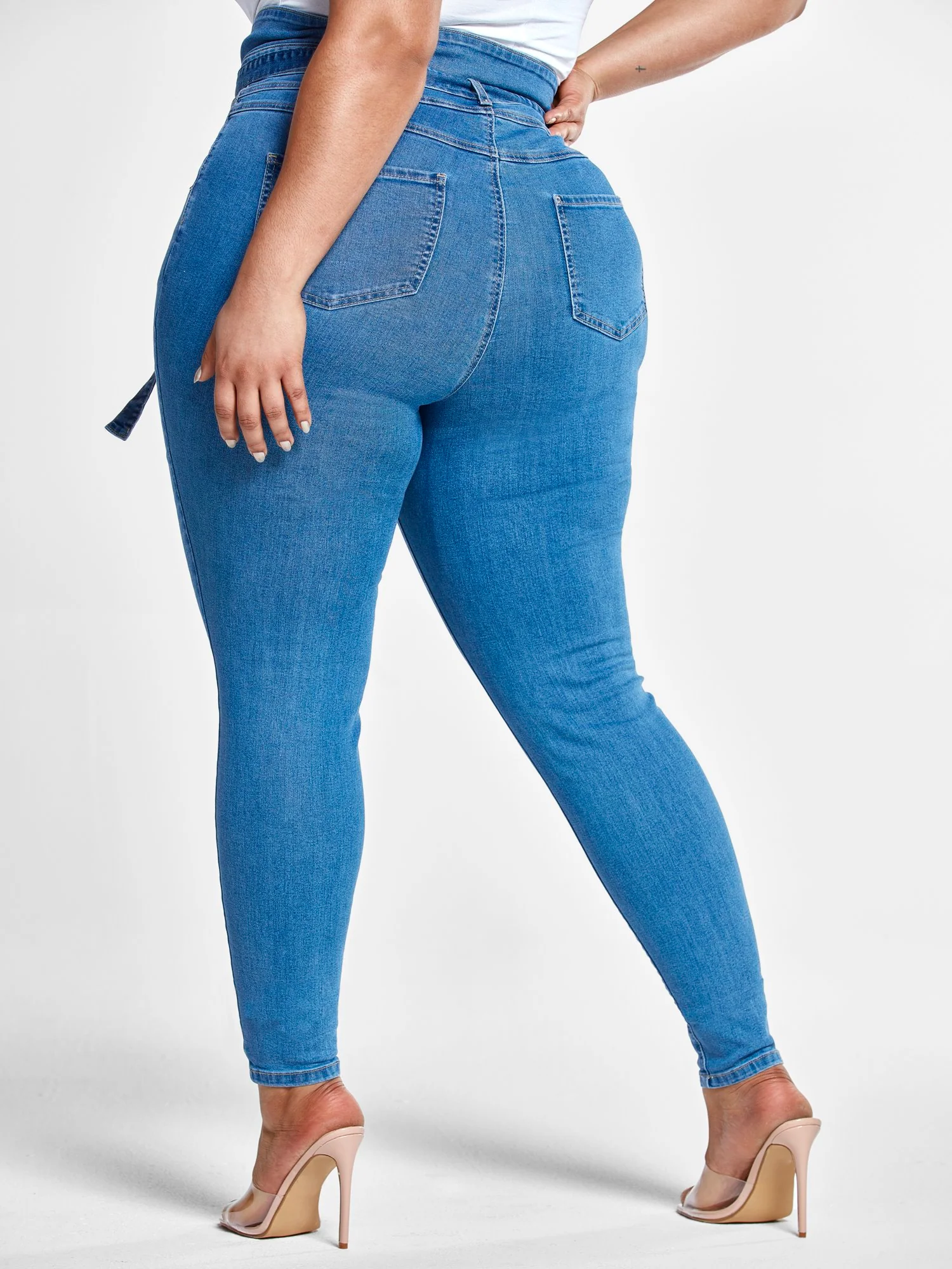 Ultra High Rise Tie Front Skinny Jeans - Short Inseam - Image 3
