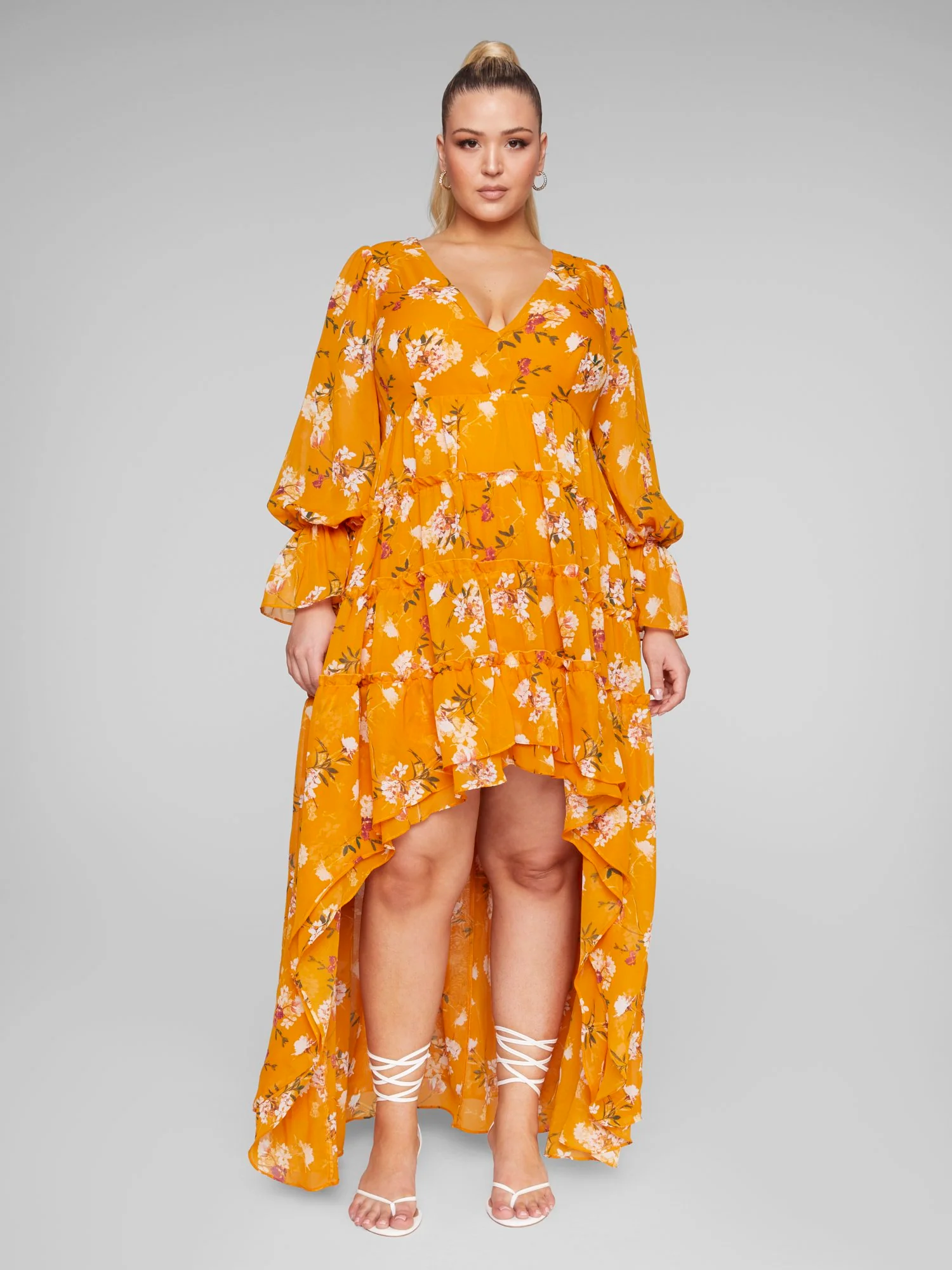 Valeria Hi-Low Floral Print Maxi Dress - Image 2
