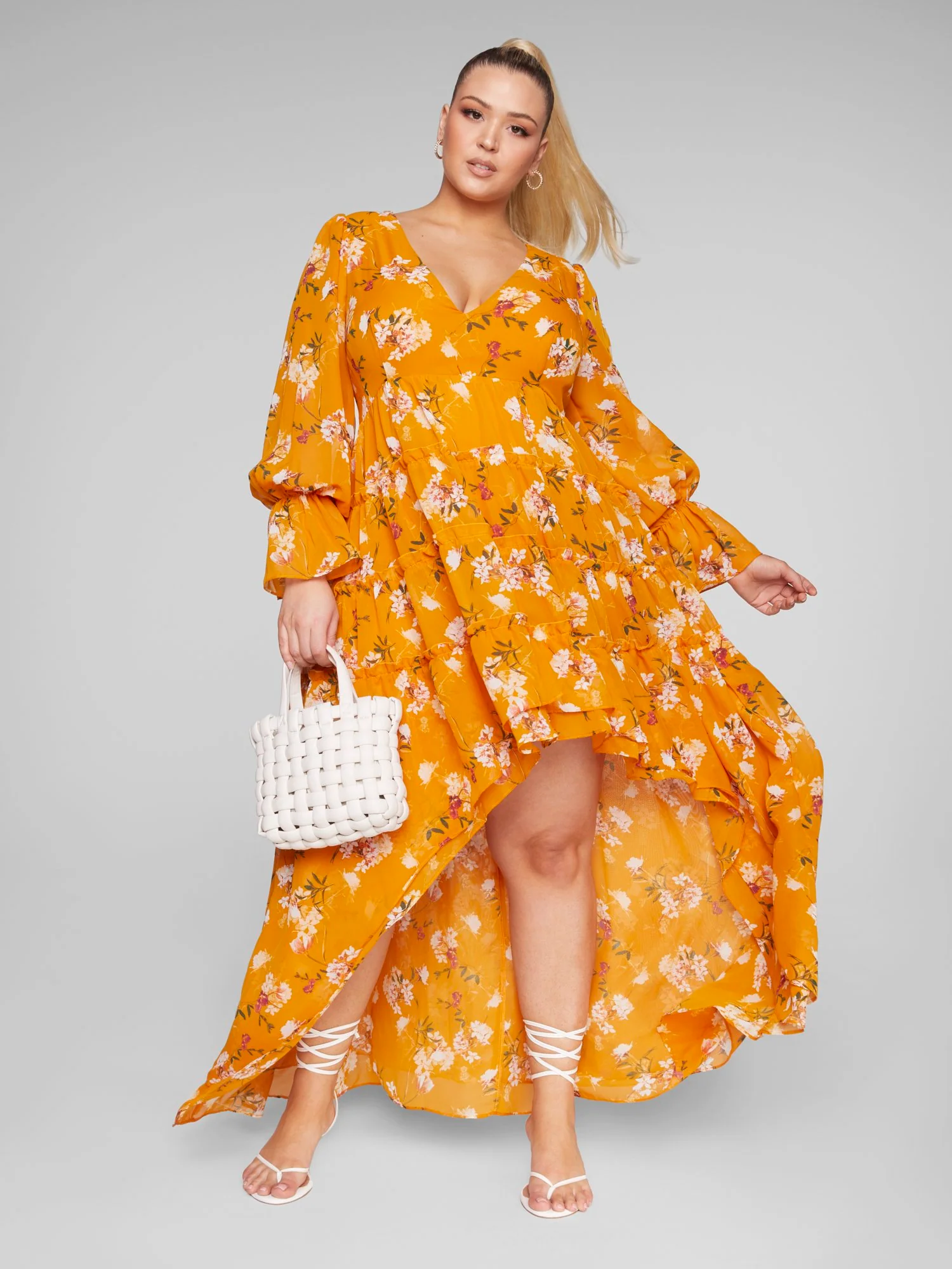 Valeria Hi-Low Floral Print Maxi Dress - Image 3